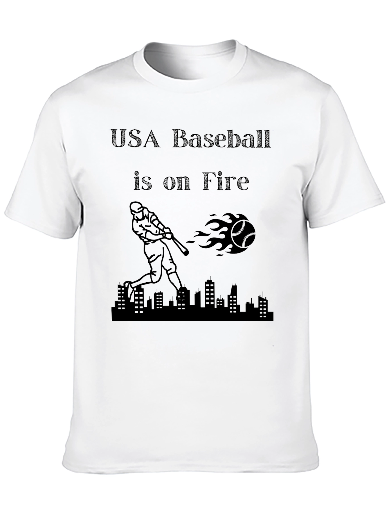 USA Baseball Is On Fire Black T-Shirt