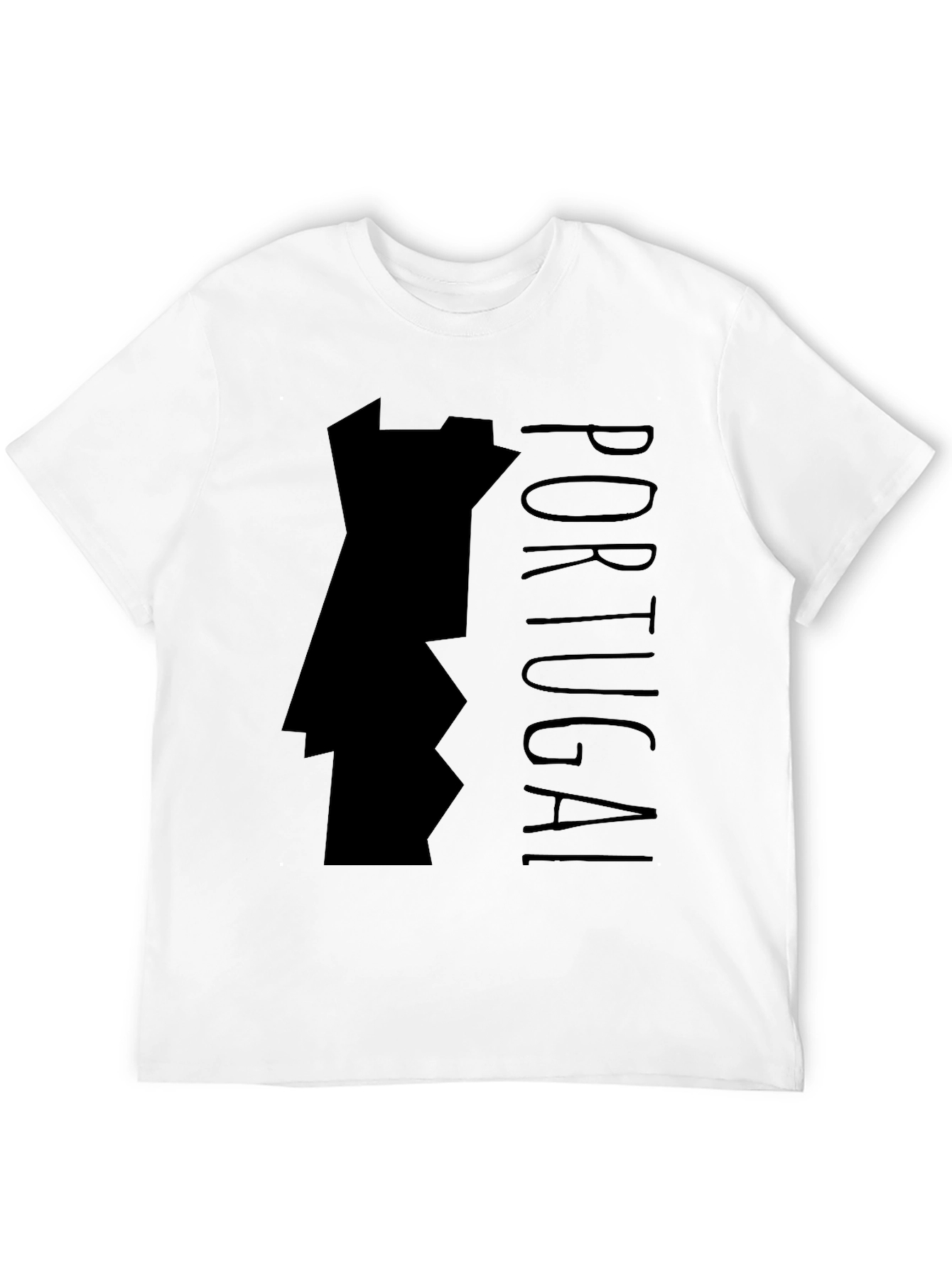 Portugal Map Graphic Tee - Black Cotton T-Shirt