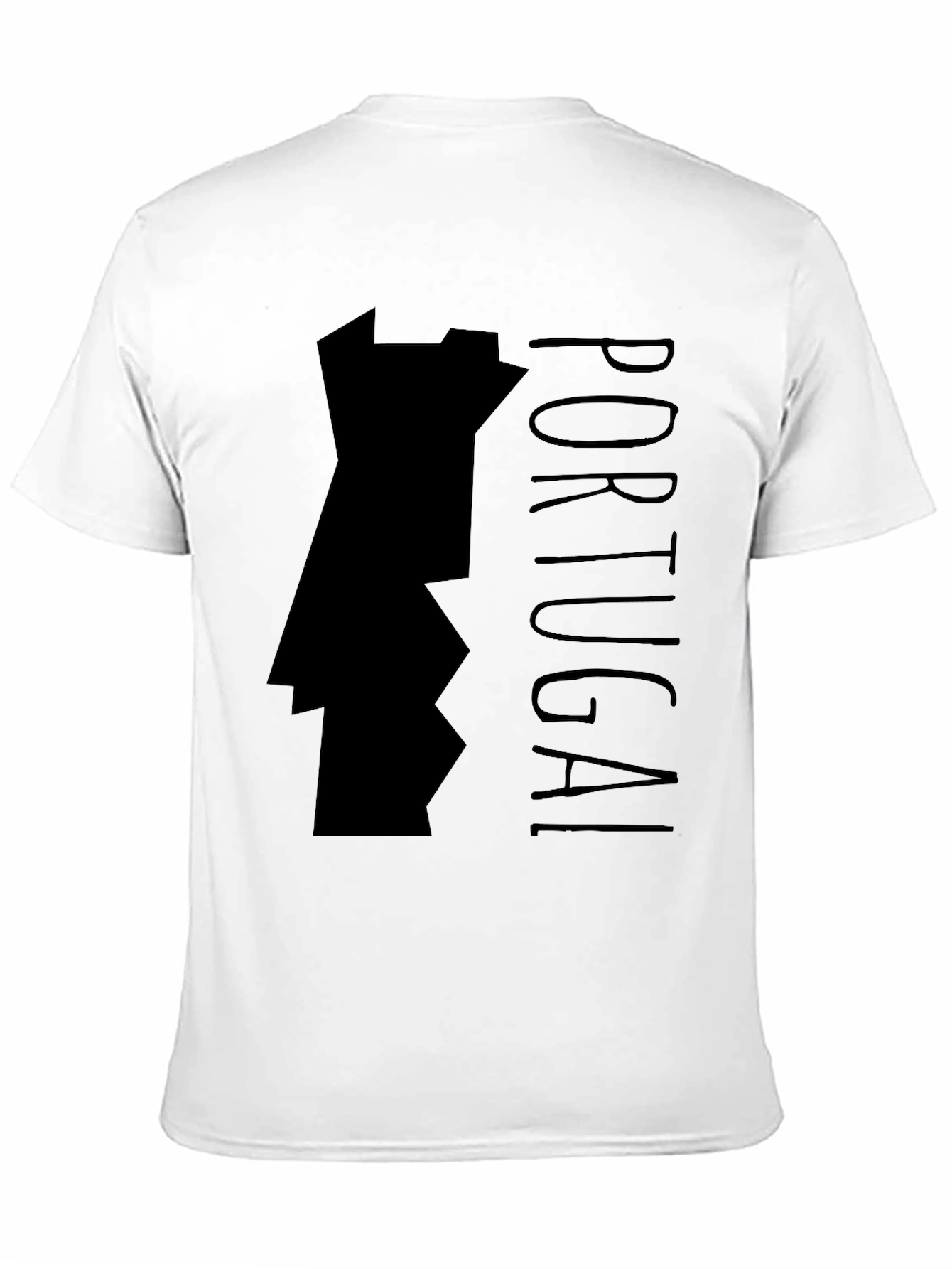 Portugal Map Graphic Tee - Black Cotton T-Shirt