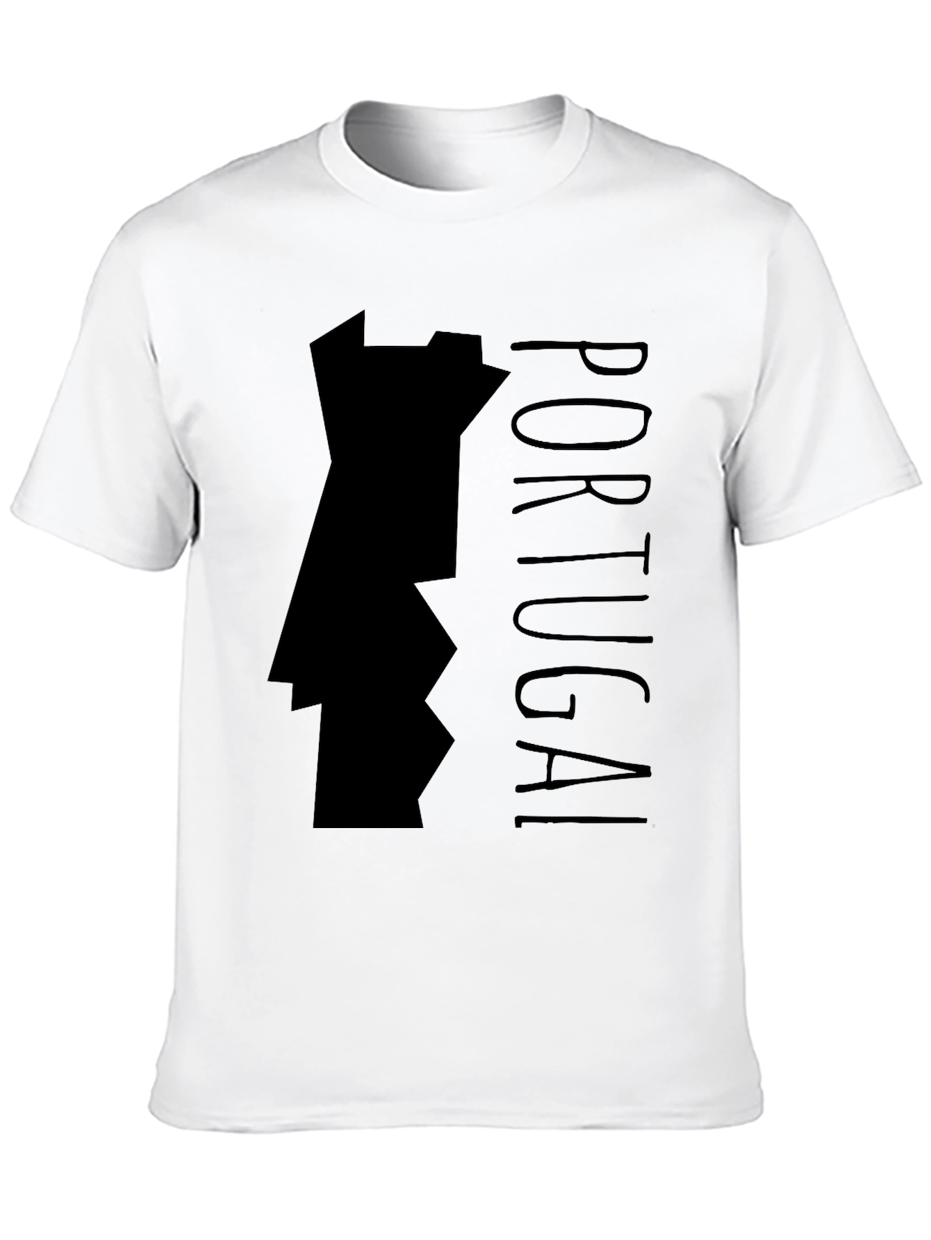 Portugal Map Graphic Tee - Black Cotton T-Shirt