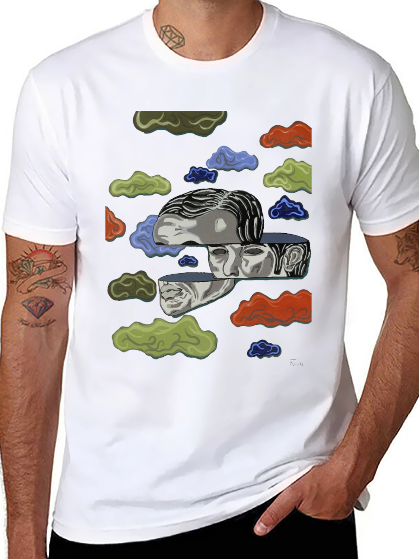 Surreal Cloud Face Graphic T-Shirt