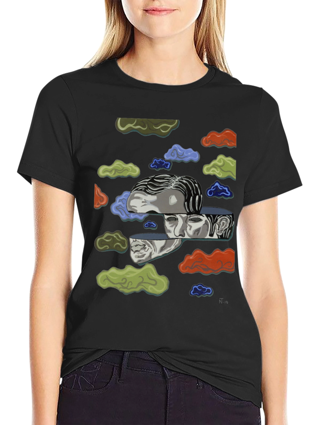 Surreal Cloud Face Graphic T-Shirt