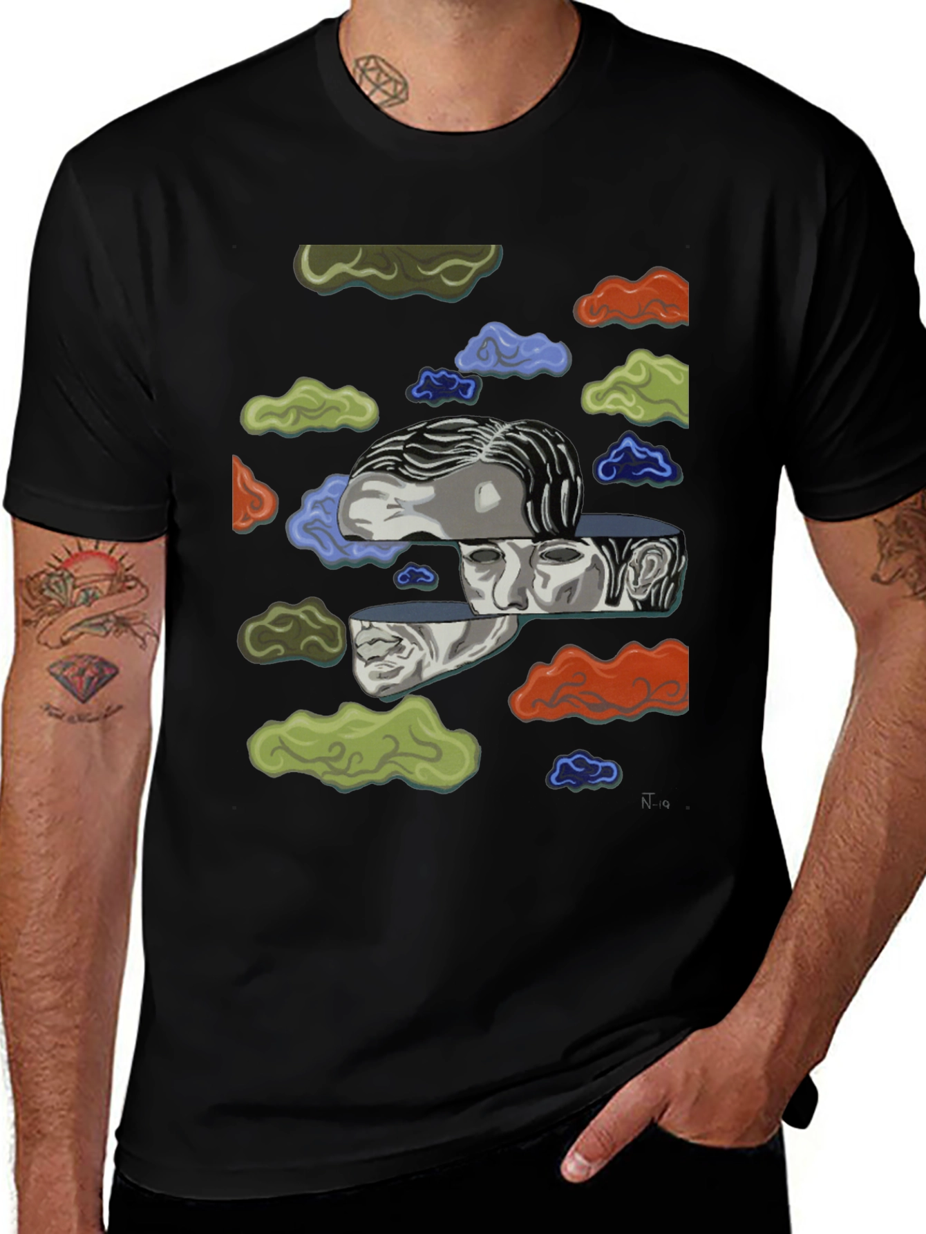 Surreal Cloud Face Graphic T-Shirt
