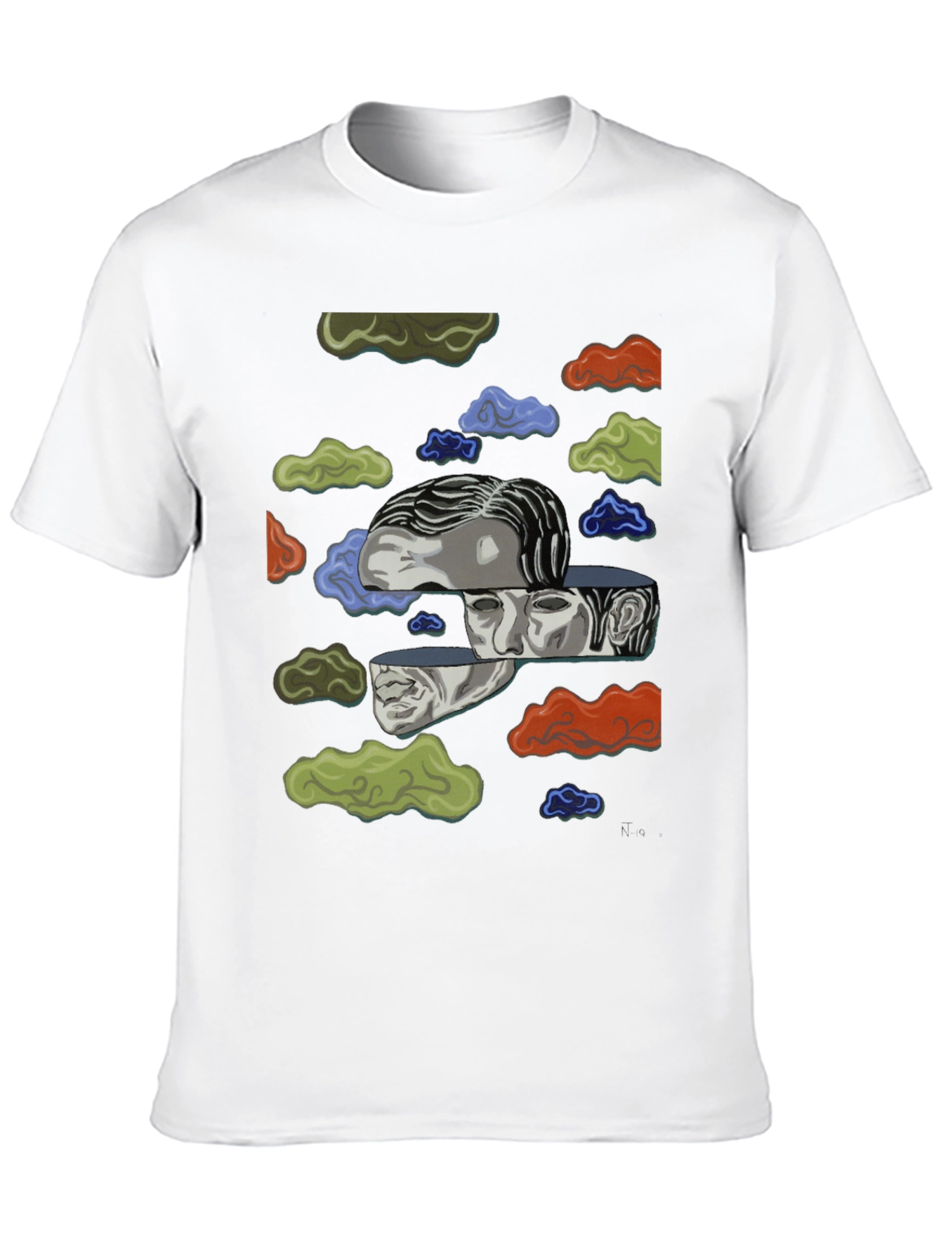 Surreal Cloud Face Graphic T-Shirt