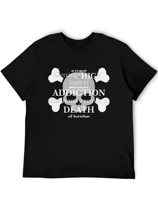 Travel Addiction Skull Graphic T-Shirt - Death of Boredom