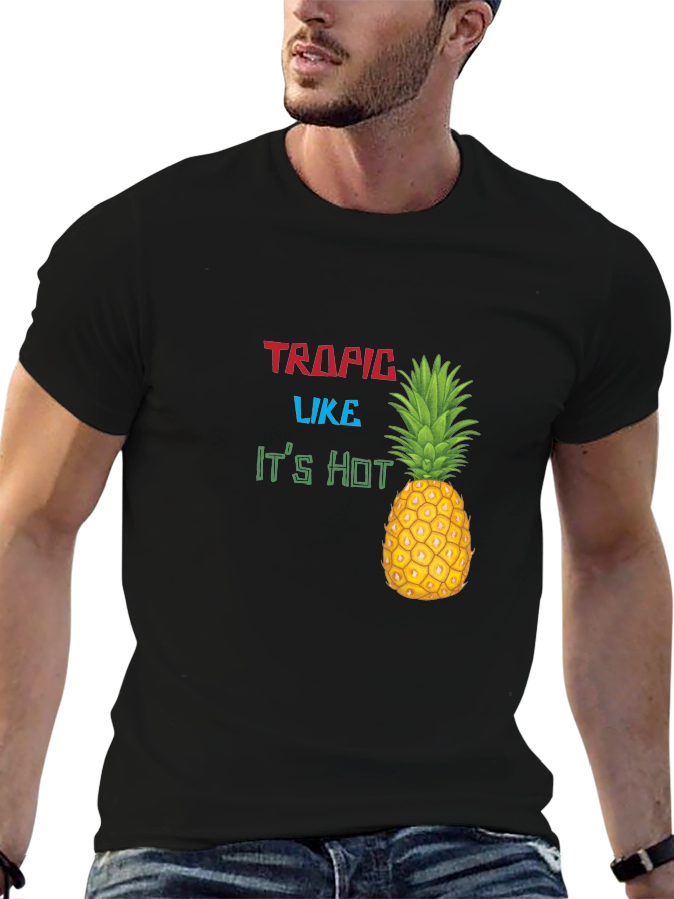 Tropic Like Its Hot Graphic Black T-Shirt