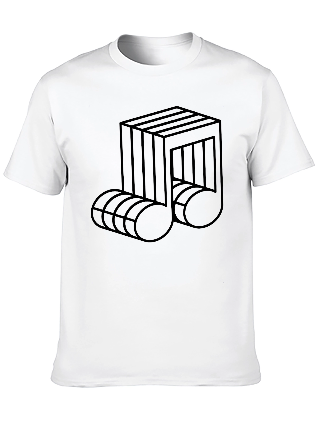 Optical Illusion Music Note Graphic Tee - Black