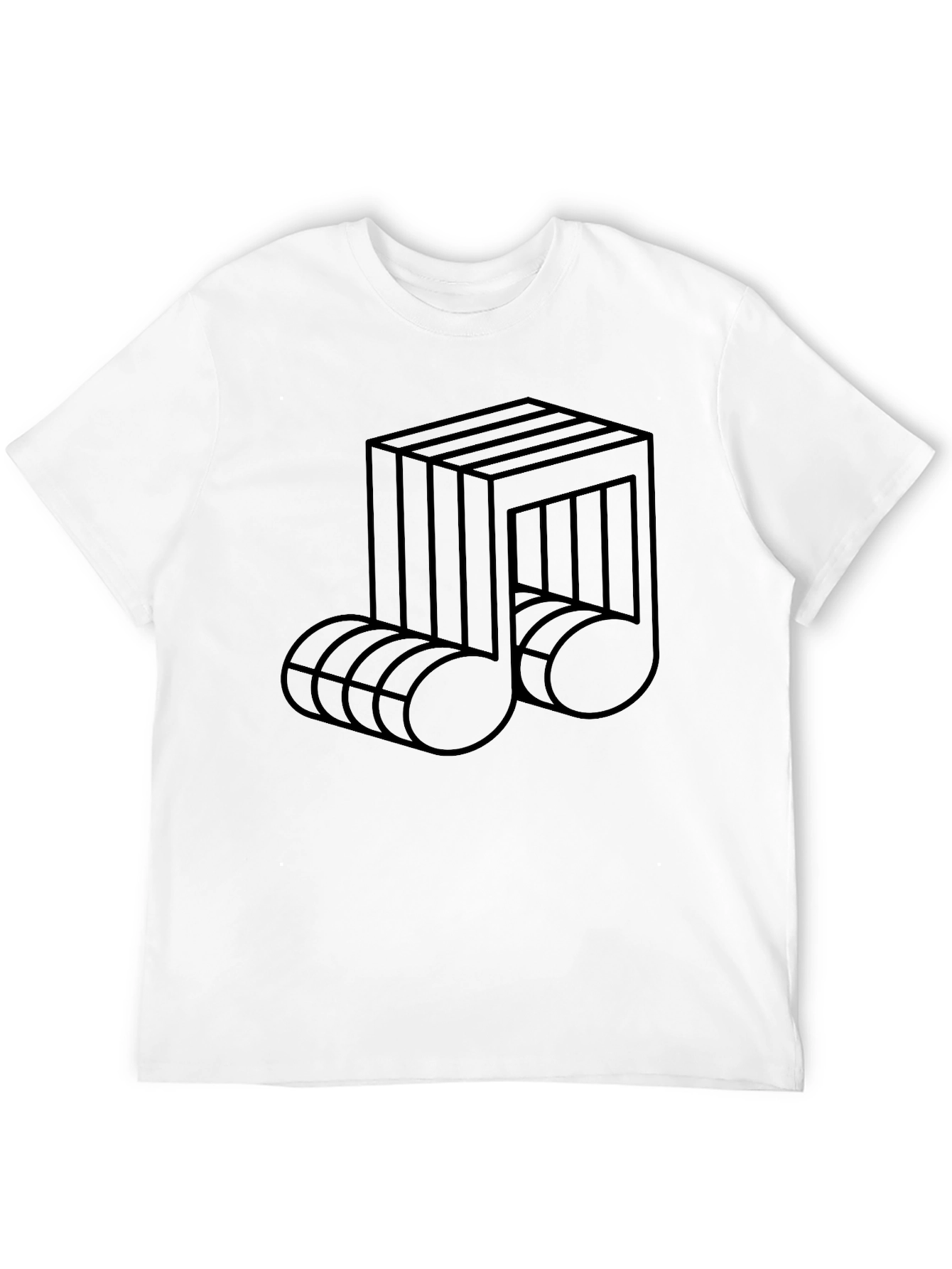 Optical Illusion Music Note Graphic Tee - Black