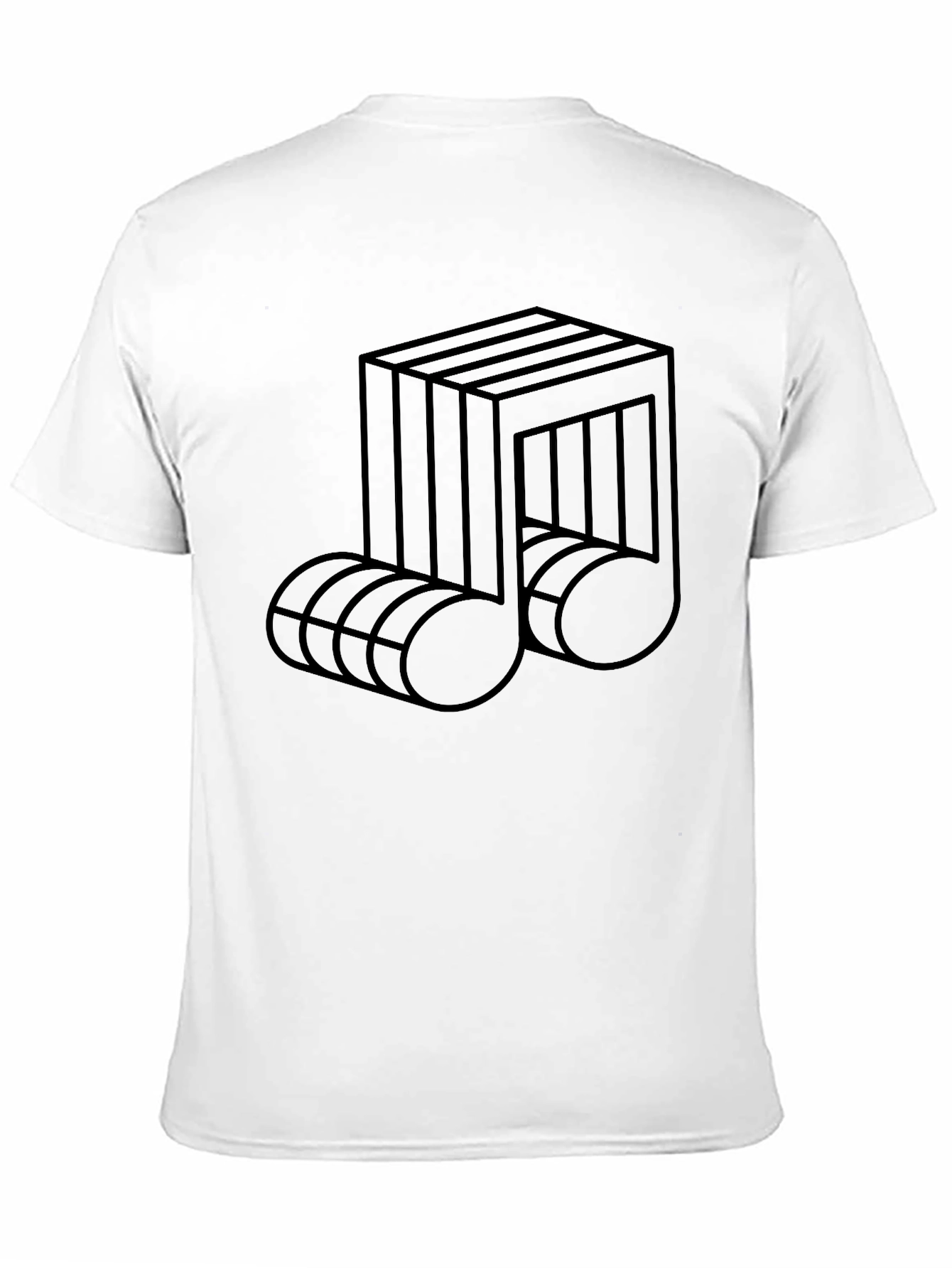 Optical Illusion Music Note Graphic Tee - Black