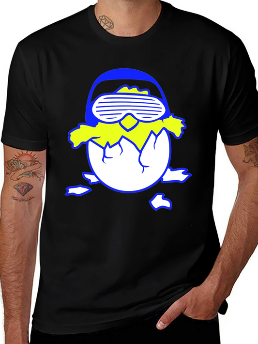 Cool Chick Tee - Blue & Yellow Graphic Print T-Shirt