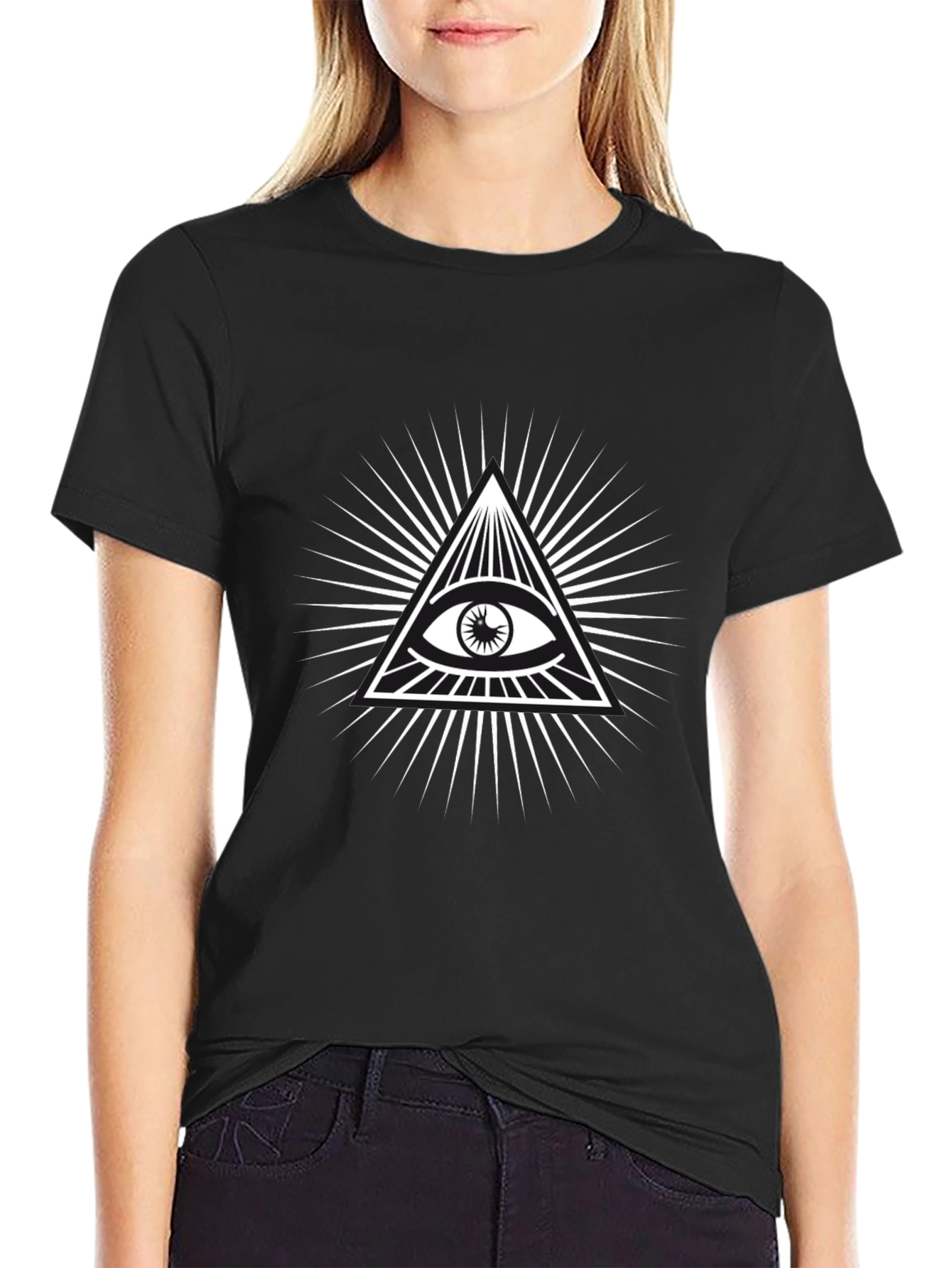 All Seeing Eye Graphic Tee - Black Cotton Blend