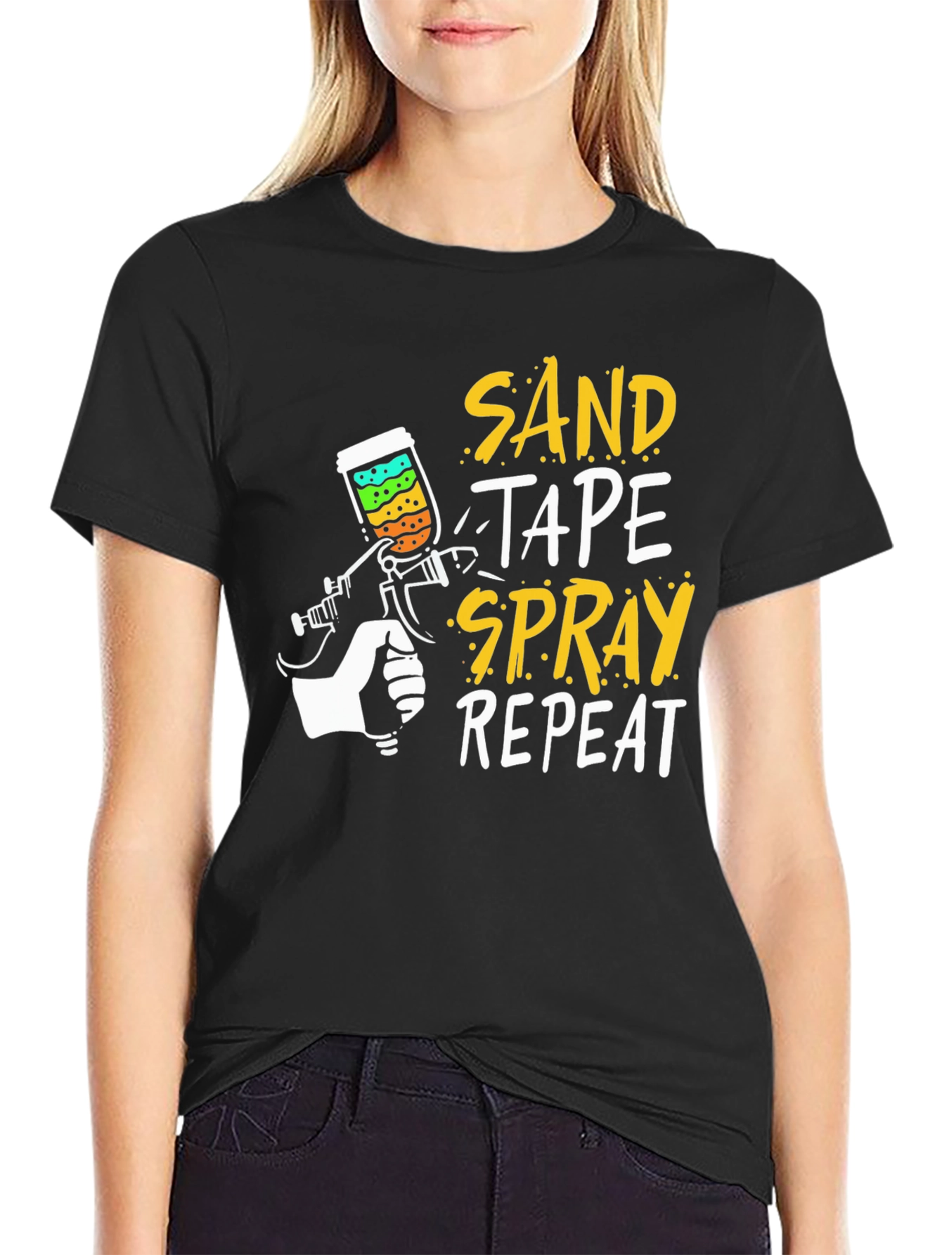 Sand Tape Spray Repeat Graphic Tee - Painters T-Shirt