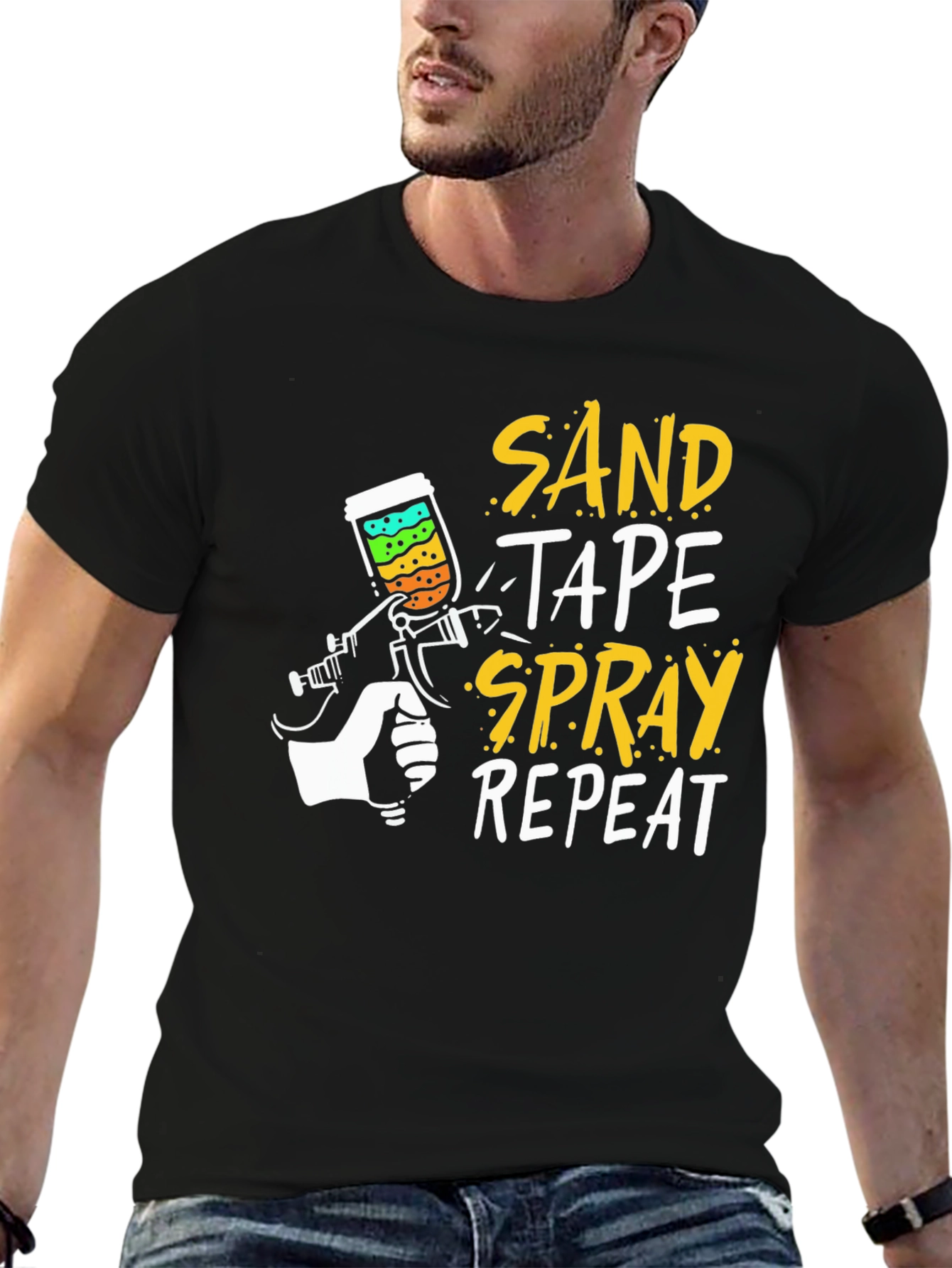 Sand Tape Spray Repeat Graphic Tee - Painters T-Shirt