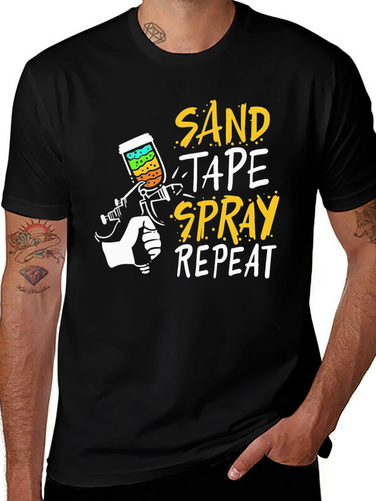 Sand Tape Spray Repeat Graphic Tee - Painters T-Shirt
