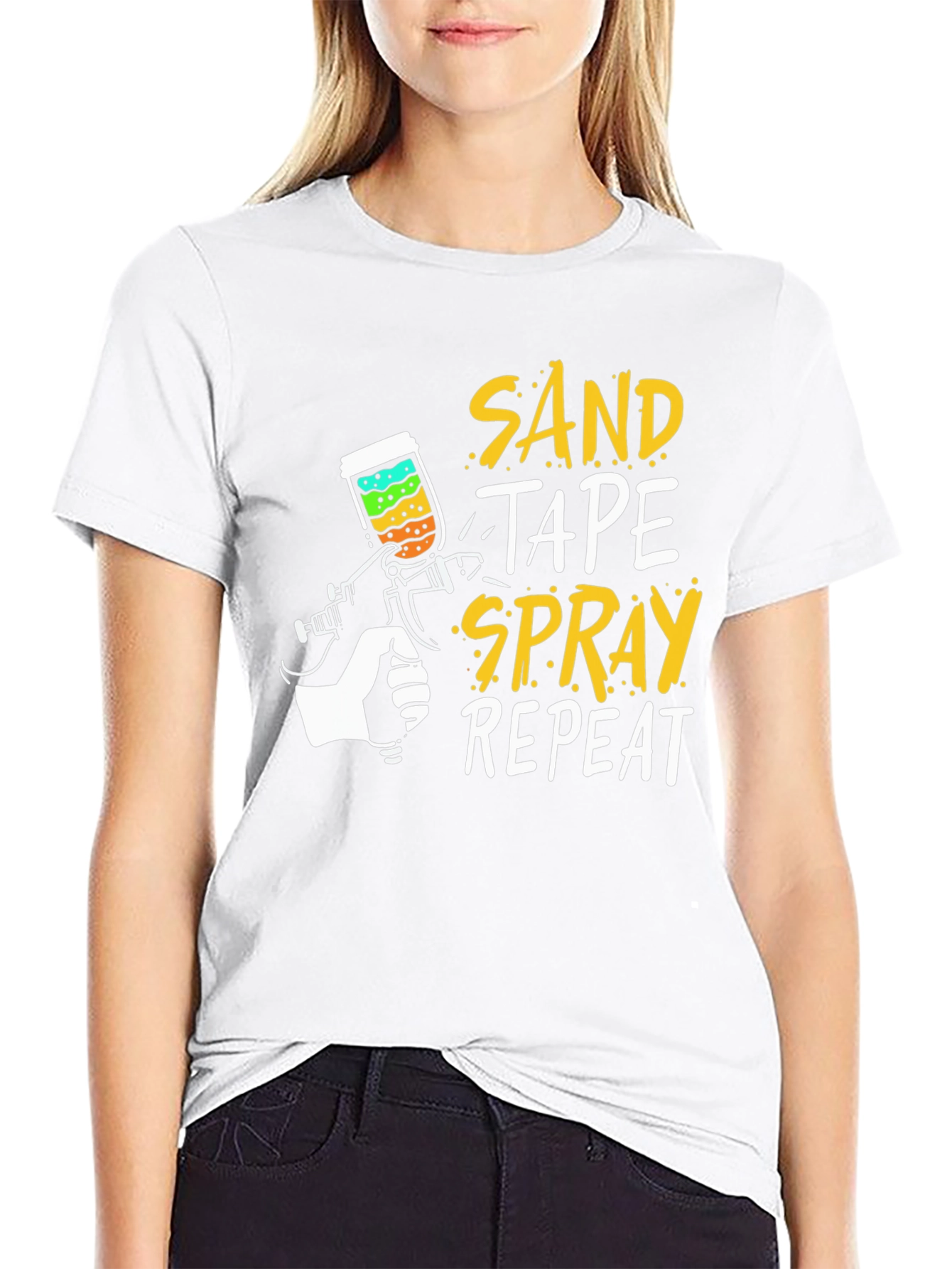 Sand Tape Spray Repeat Graphic Tee - Painters T-Shirt