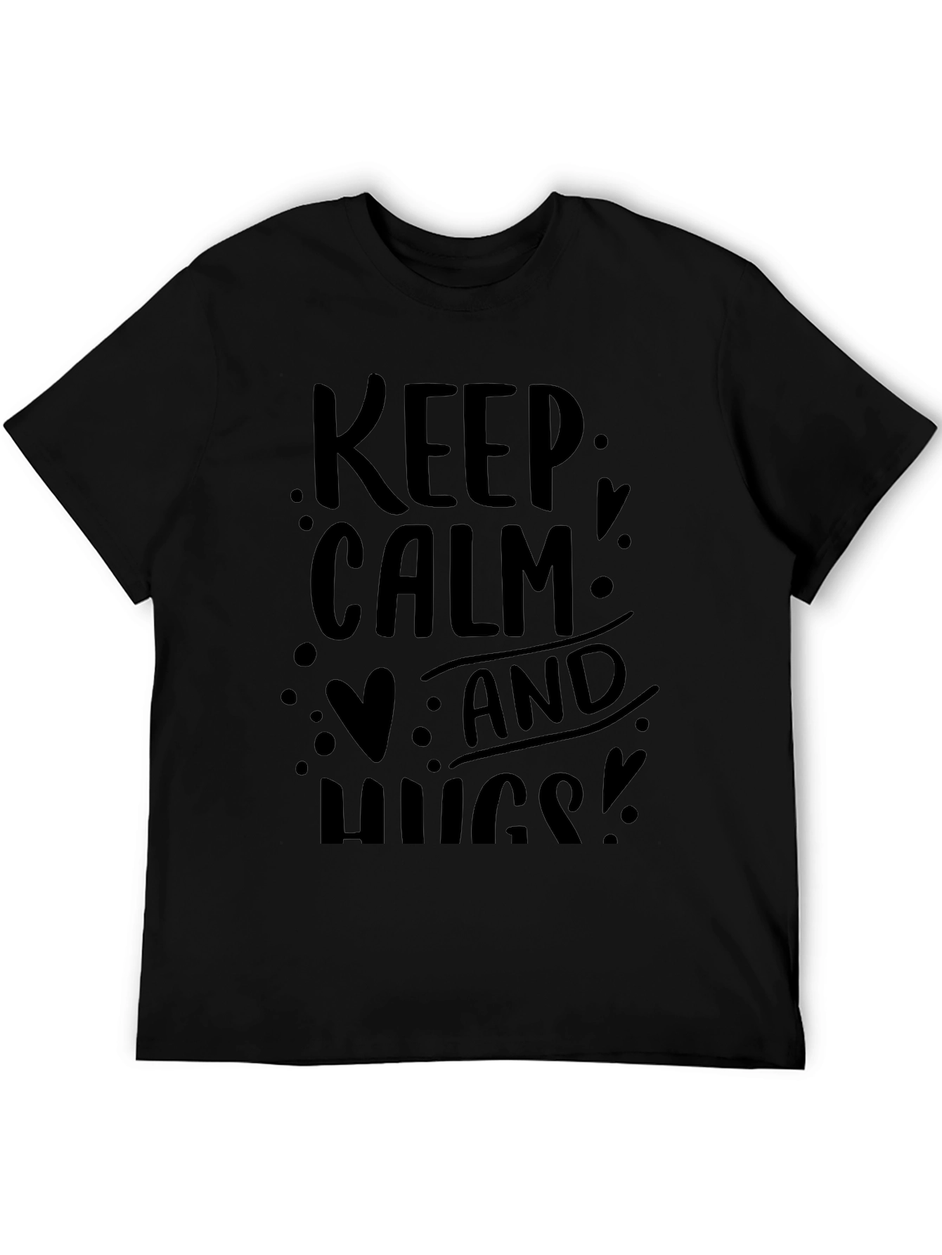 Keep Calm and Hugs Black T-Shirt