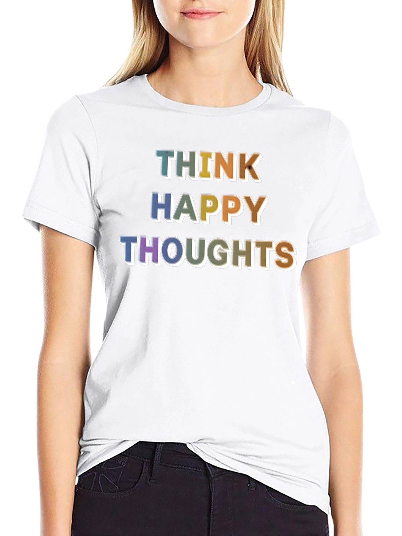 Think Happy Thoughts Graphic T-Shirt - Positive Vibes!