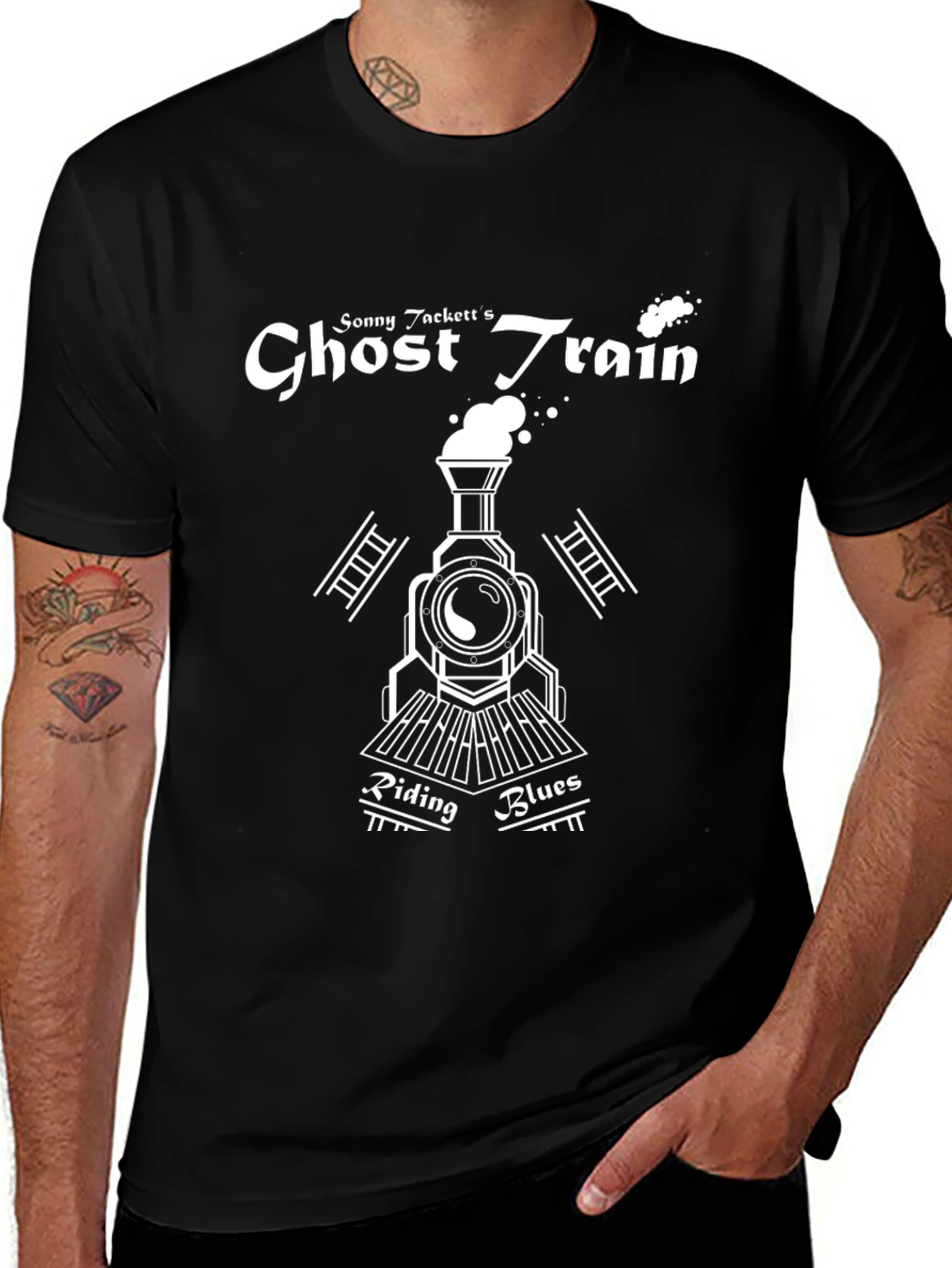 Ghost Train Riding Blues Black T-Shirt