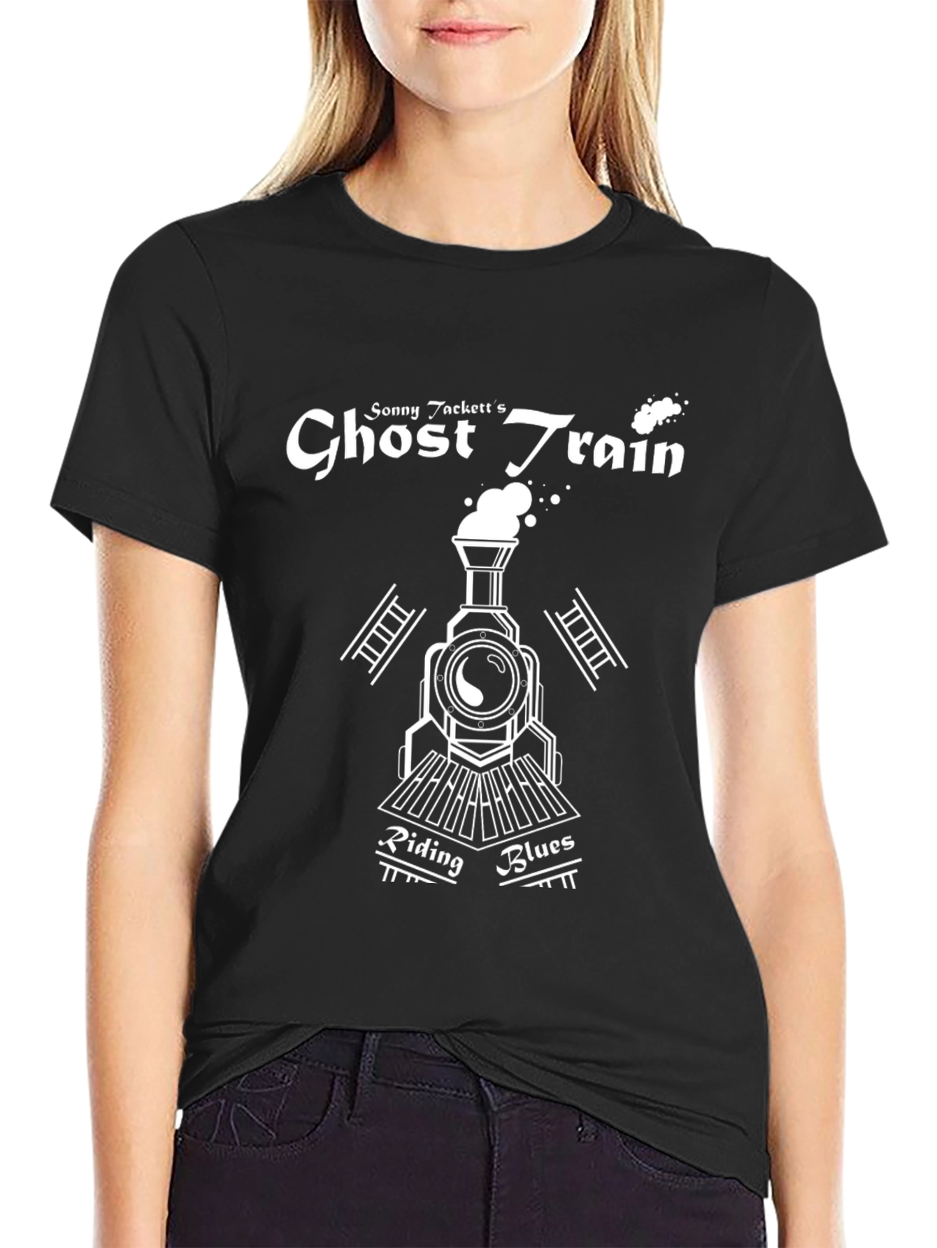 Ghost Train Riding Blues Black T-Shirt
