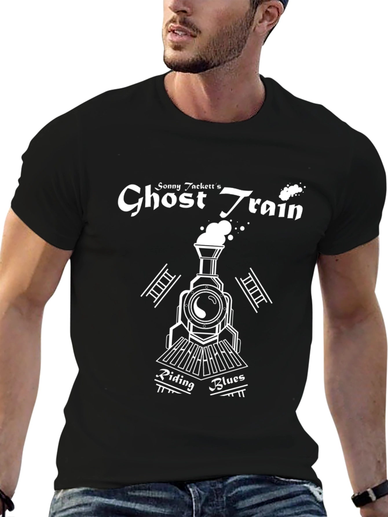 Ghost Train Riding Blues Black T-Shirt