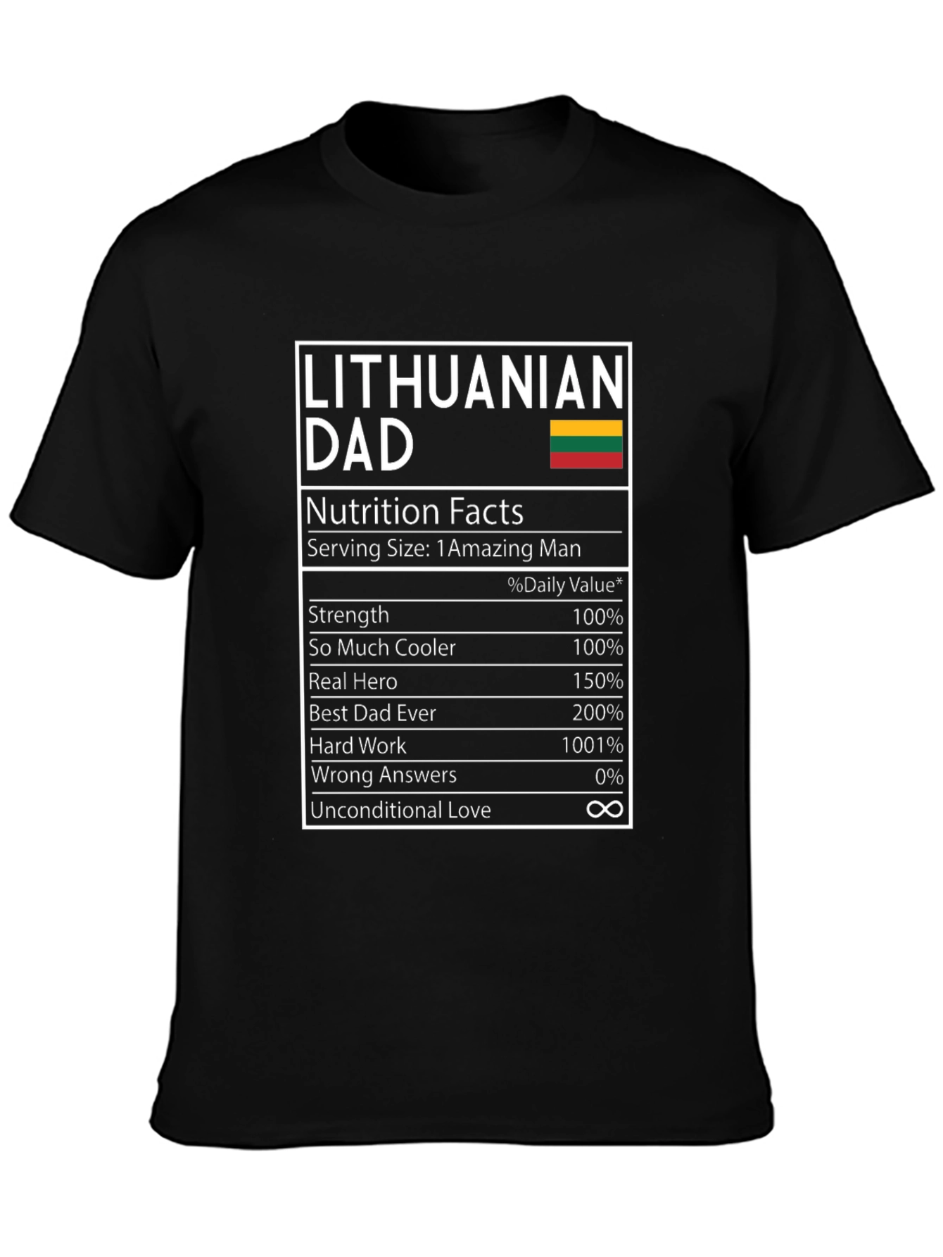 Lithuanian Dad Nutrition Facts T-Shirt
