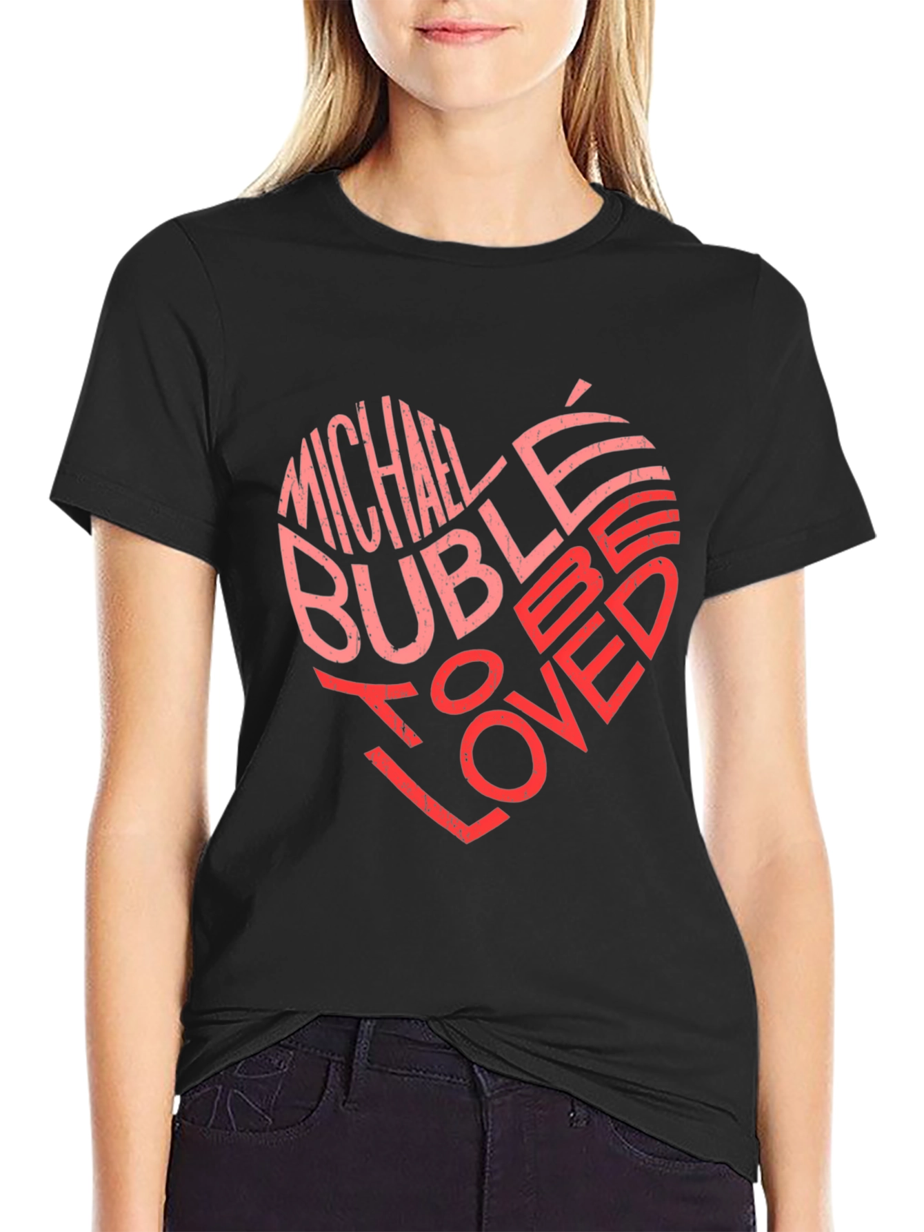 Michael Bublé Heart Graphic Black T-Shirt