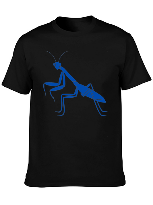 Blue Praying Mantis Graphic Tee - Cool Insect Shirt