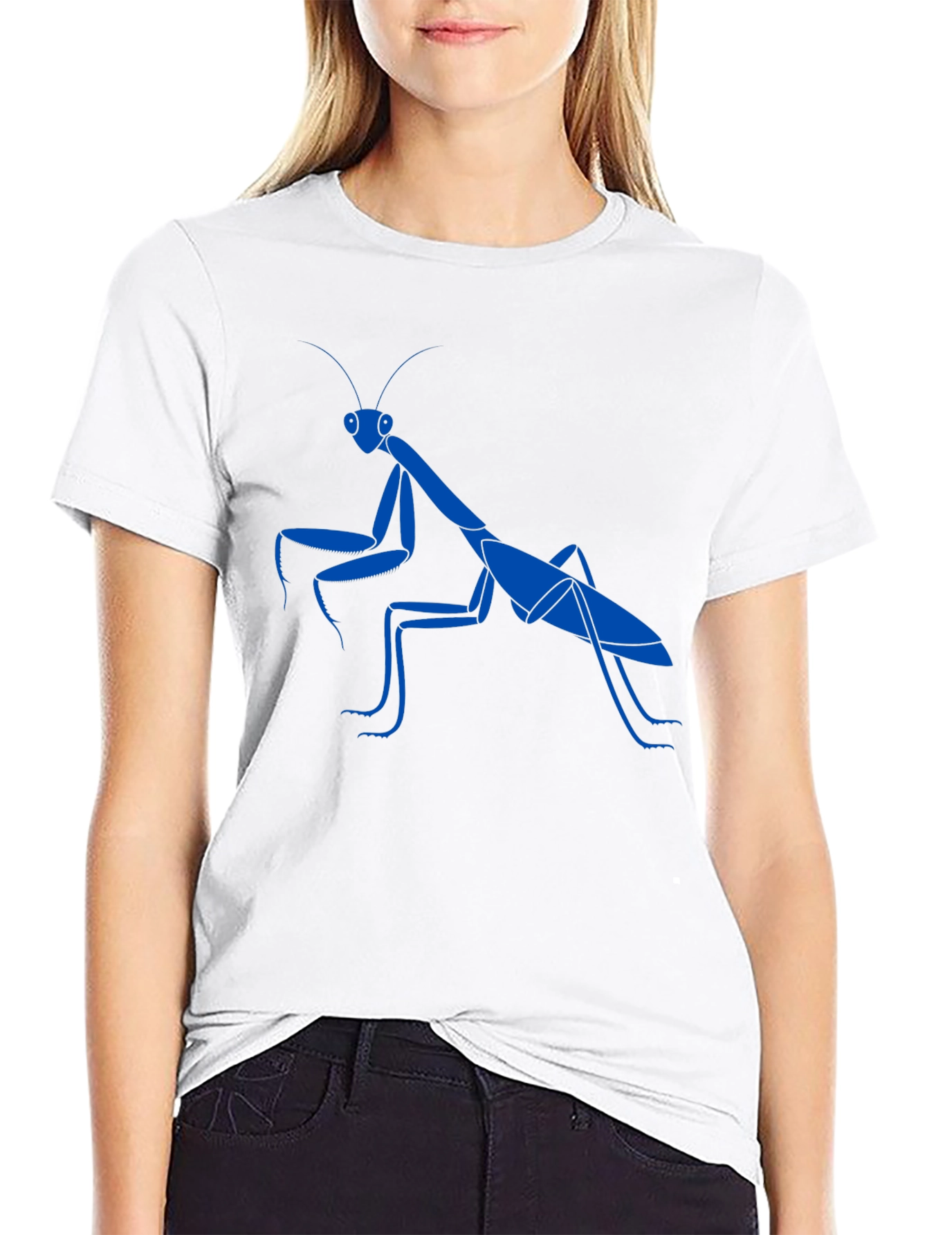 Blue Praying Mantis Graphic Tee - Cool Insect Shirt