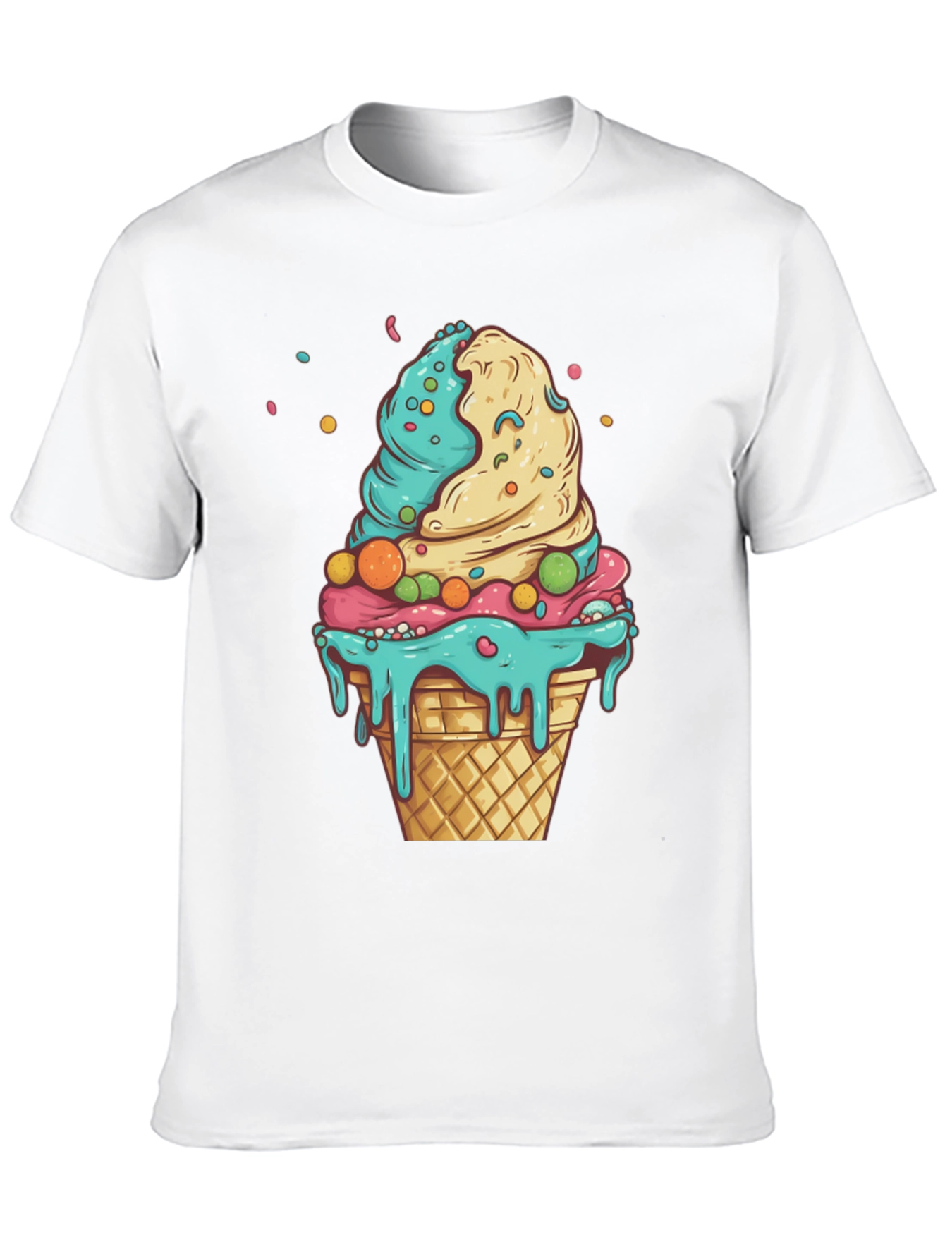 Ice Cream Cone Graphic Tee - Black Cotton Shirt