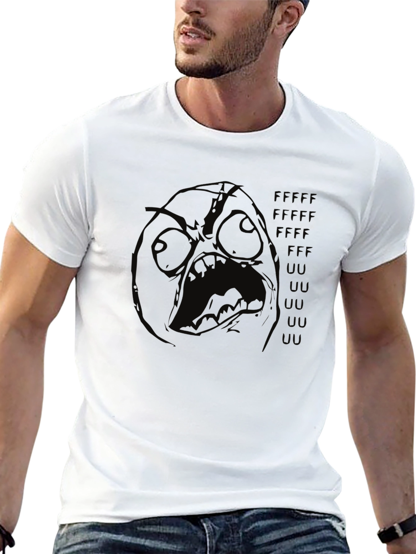 Rage Face Meme T-Shirt - Black Crew Neck