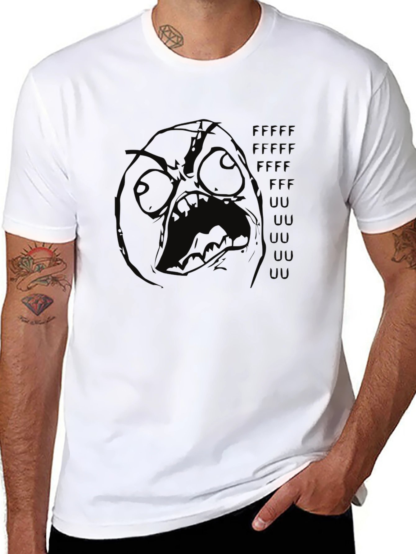 Rage Face Meme T-Shirt - Black Crew Neck