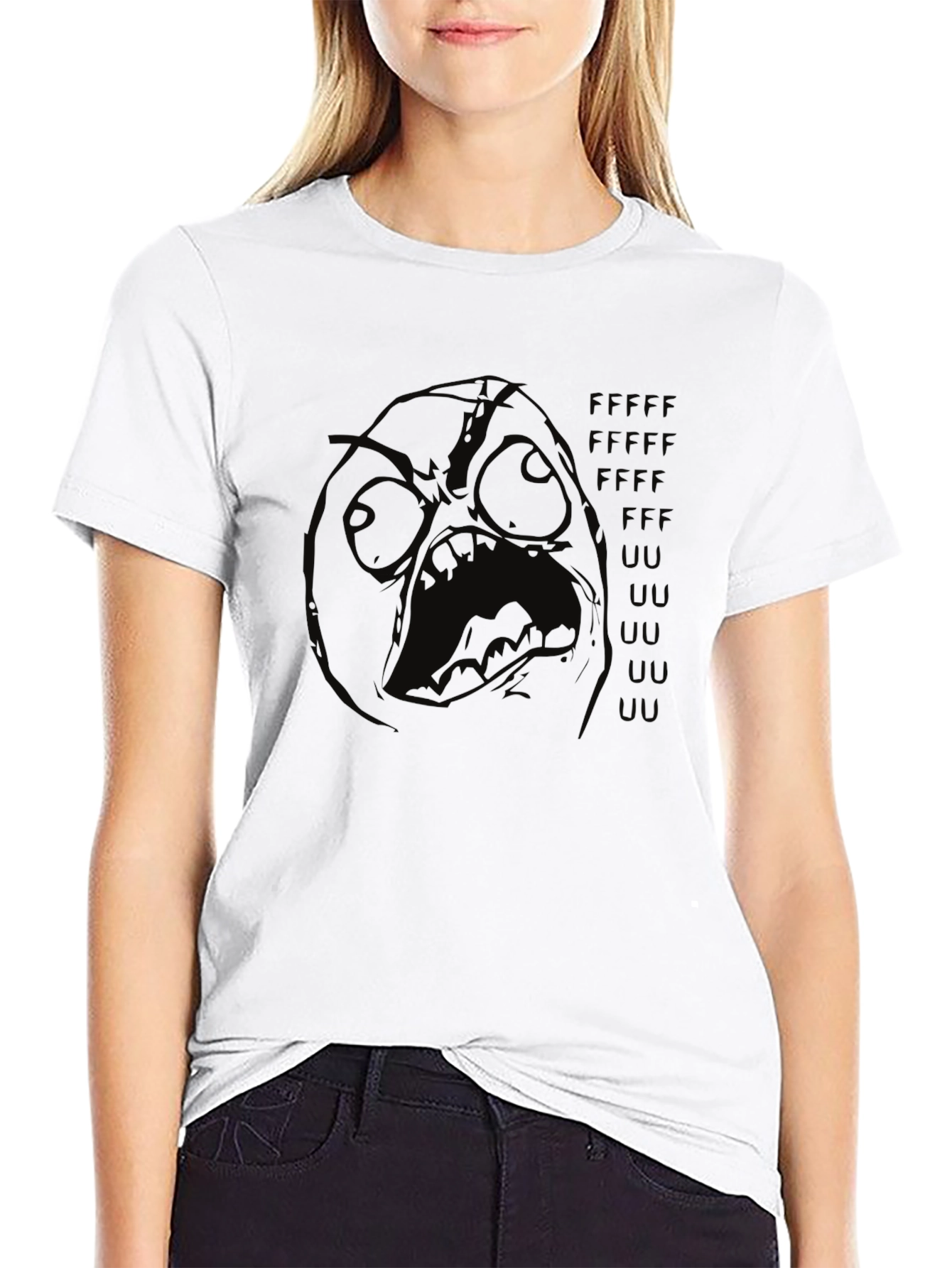 Rage Face Meme T-Shirt - Black Crew Neck