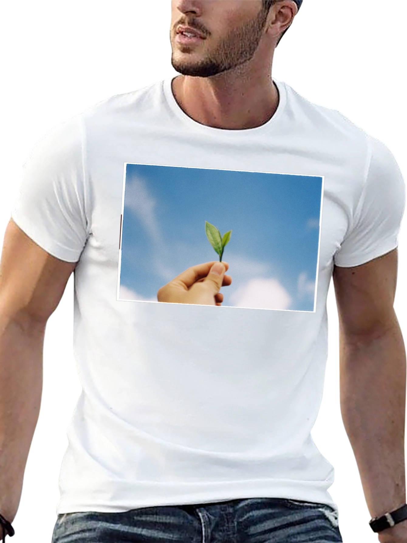 Leaf in Hand Graphic Black T-Shirt