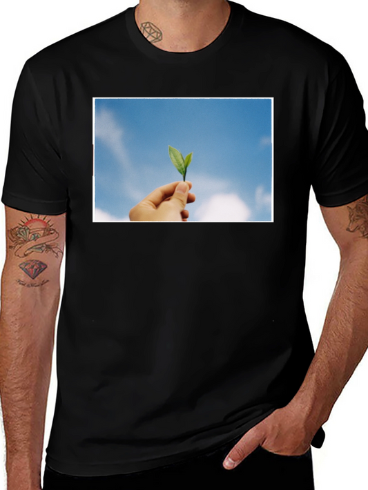Leaf in Hand Graphic Black T-Shirt