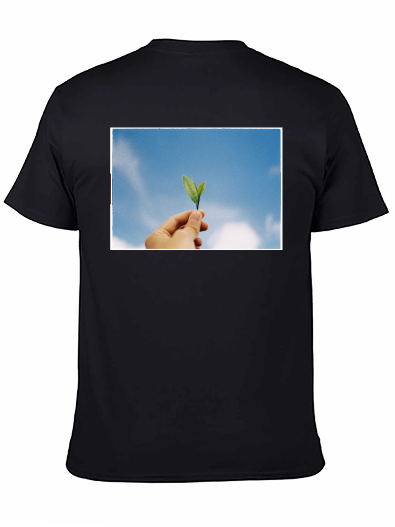 Leaf in Hand Graphic Black T-Shirt