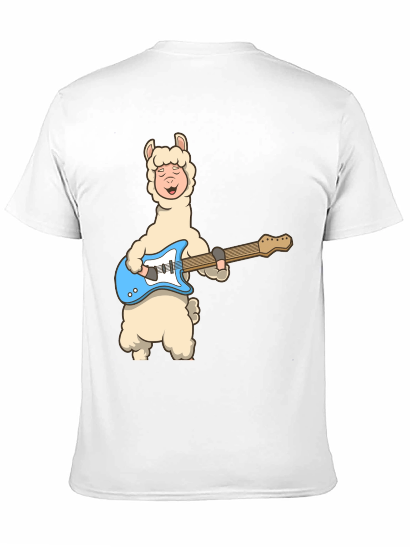 Llama Guitar Player Black T-Shirt
