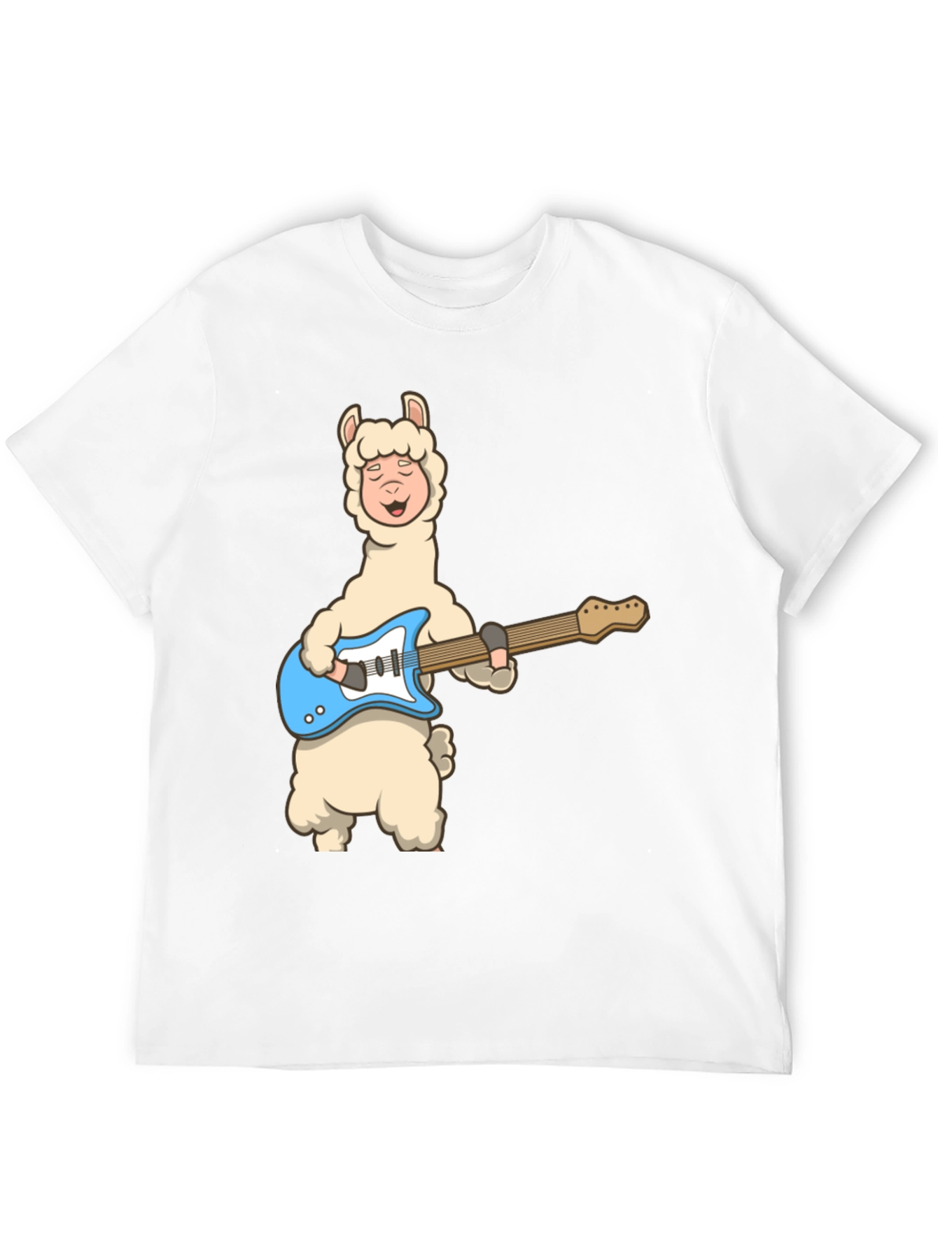 Llama Guitar Player Black T-Shirt