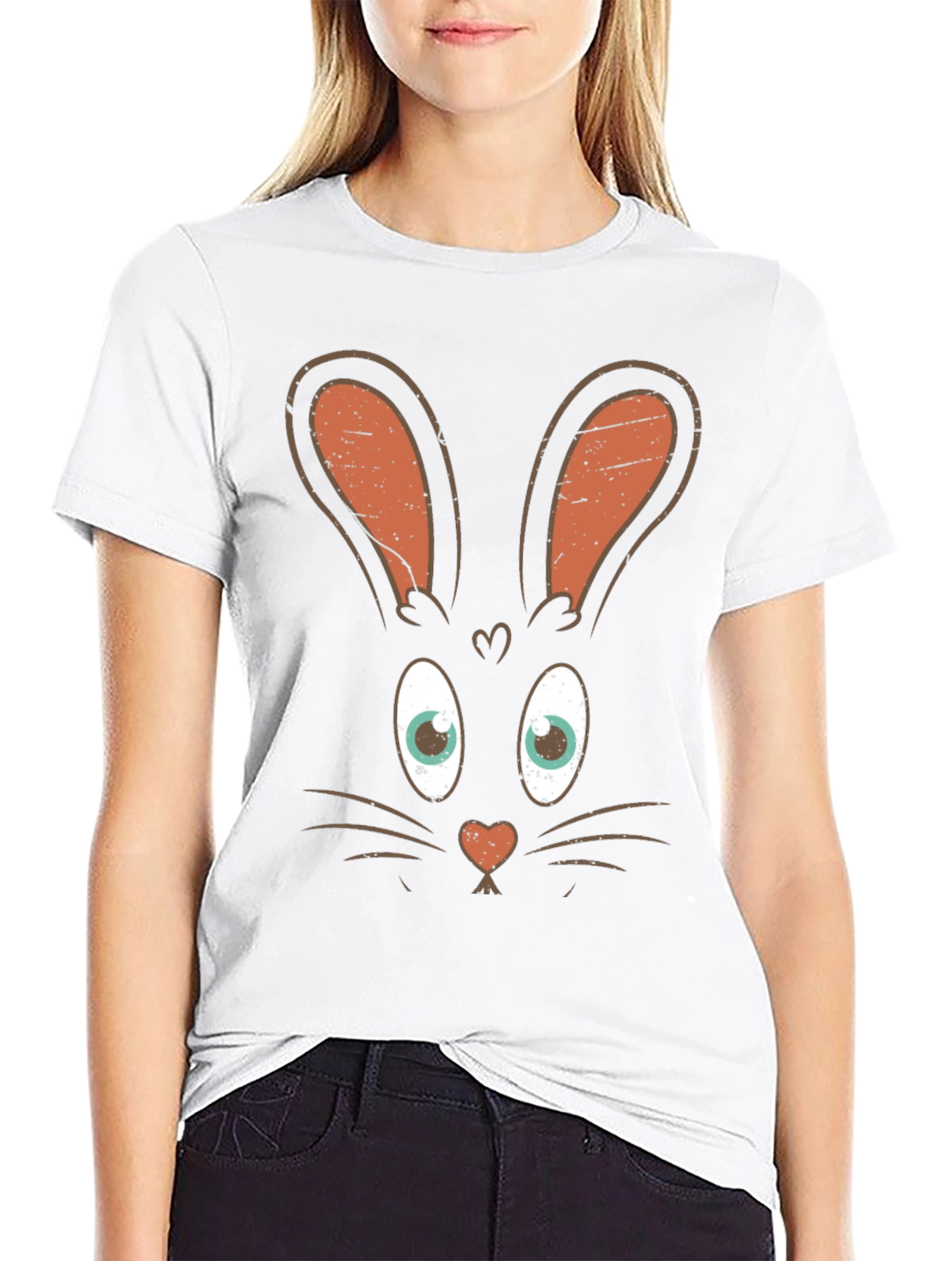 Bunny Face Graphic Tee - Easter Fun