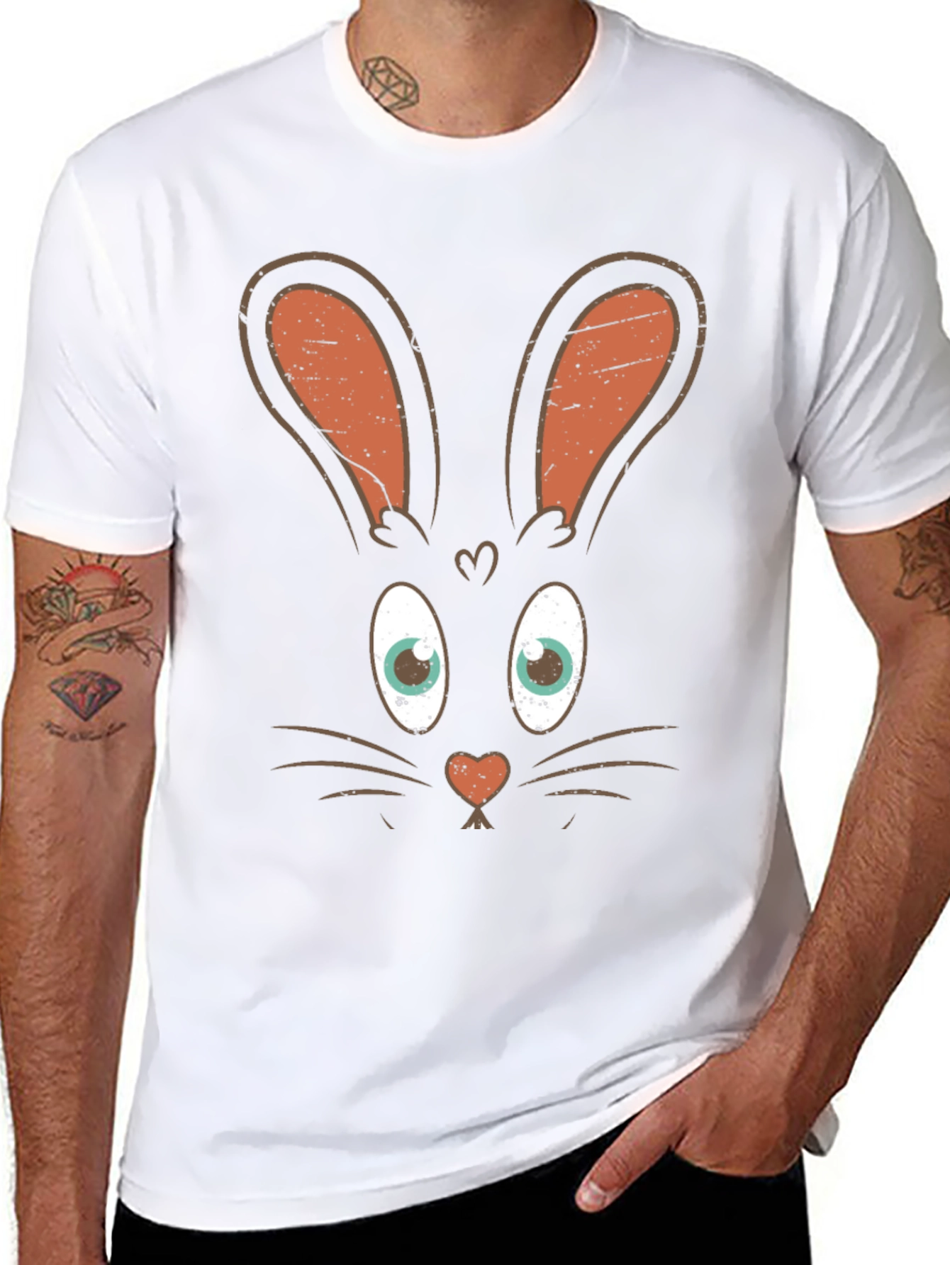 Bunny Face Graphic Tee - Easter Fun
