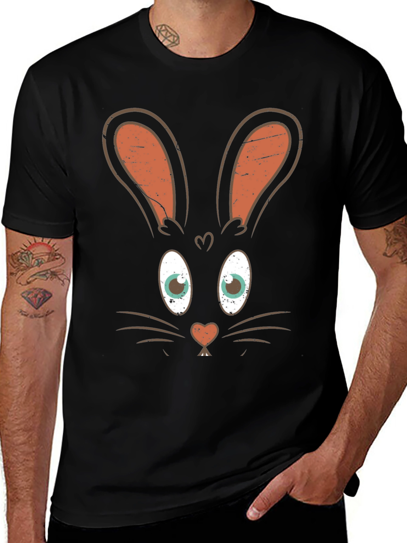 Bunny Face Graphic Tee - Easter Fun