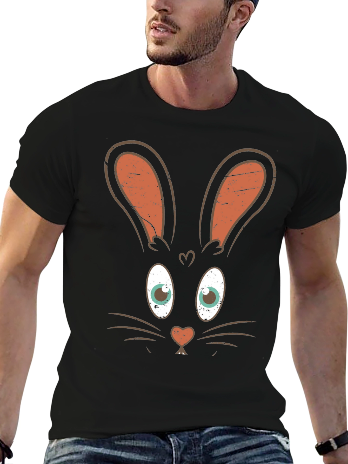 Bunny Face Graphic Tee - Easter Fun