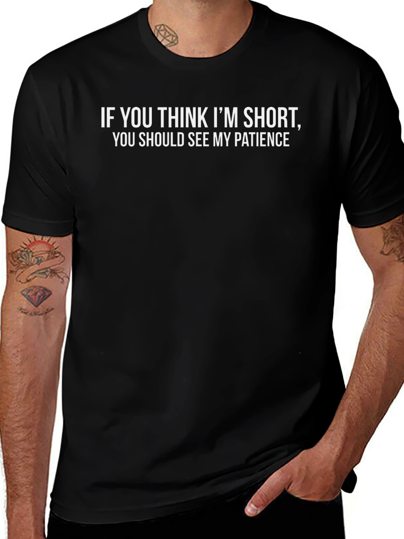 Funny Short Patience Graphic Tee - Black