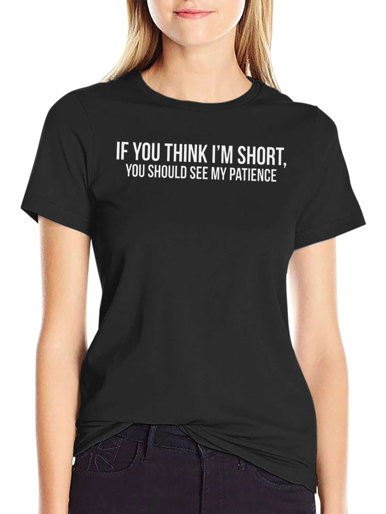 Funny Short Patience Graphic Tee - Black