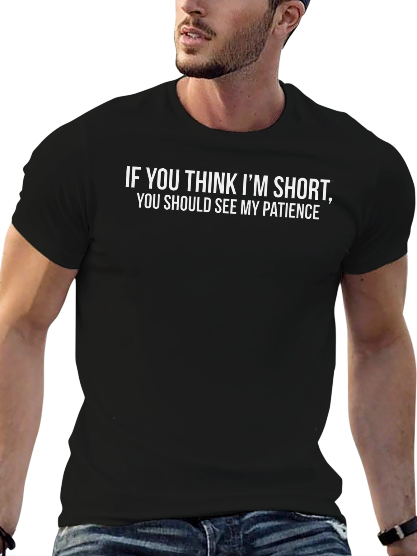 Funny Short Patience Graphic Tee - Black