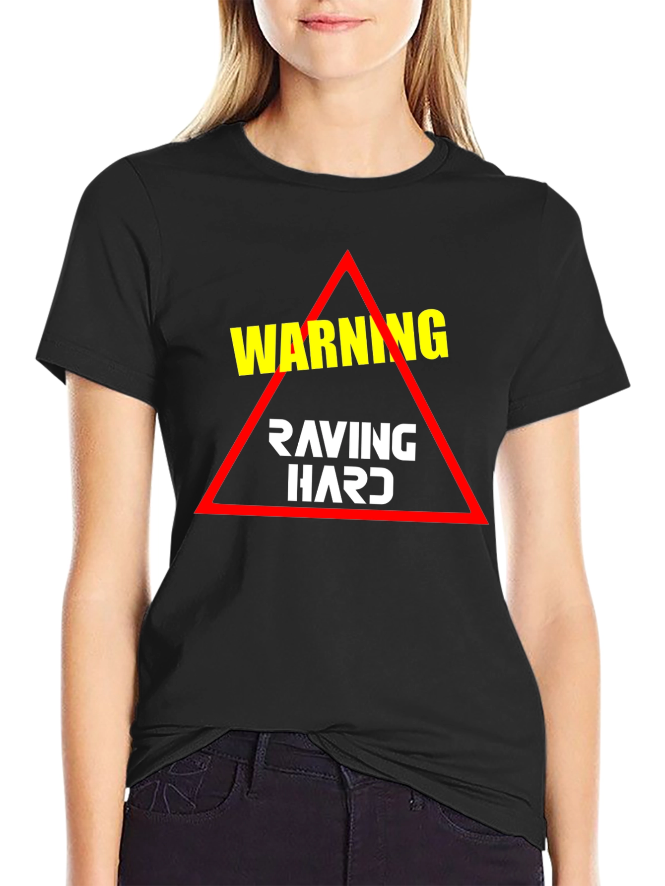 Warning Raving Hard T-Shirt - Black