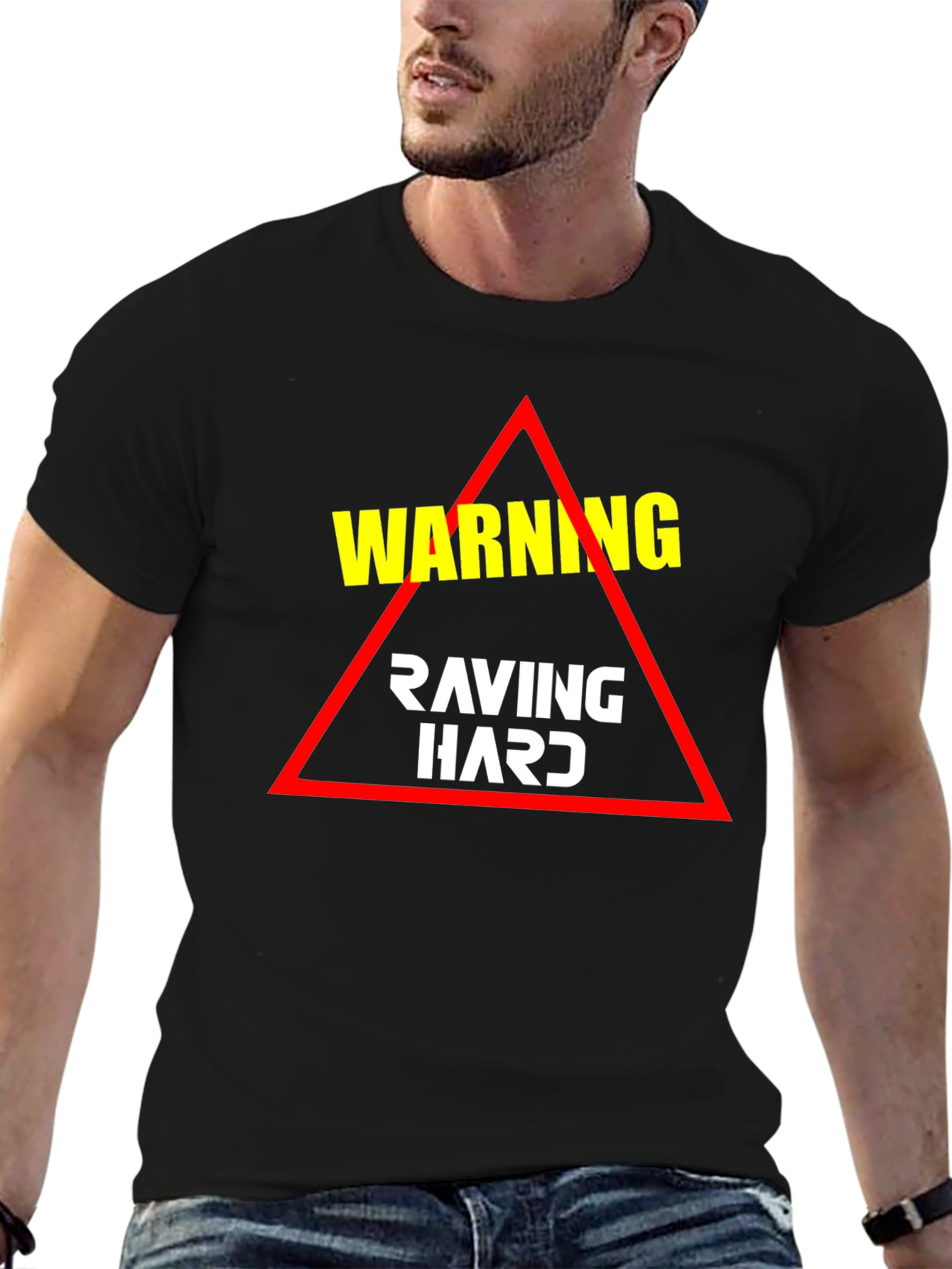 Warning Raving Hard T-Shirt - Black