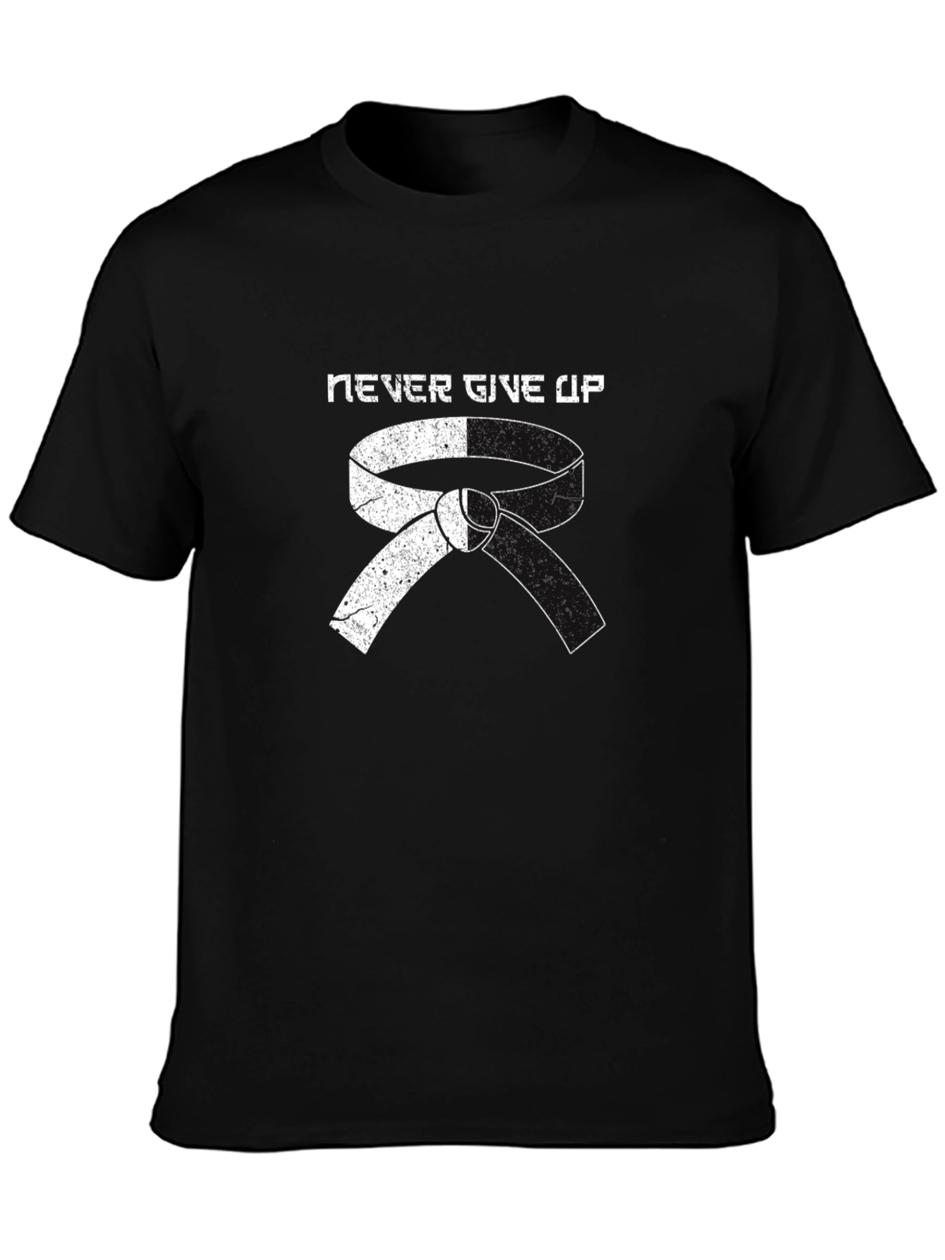 Never Give Up Martial Arts Belt Graphic T-Shirt