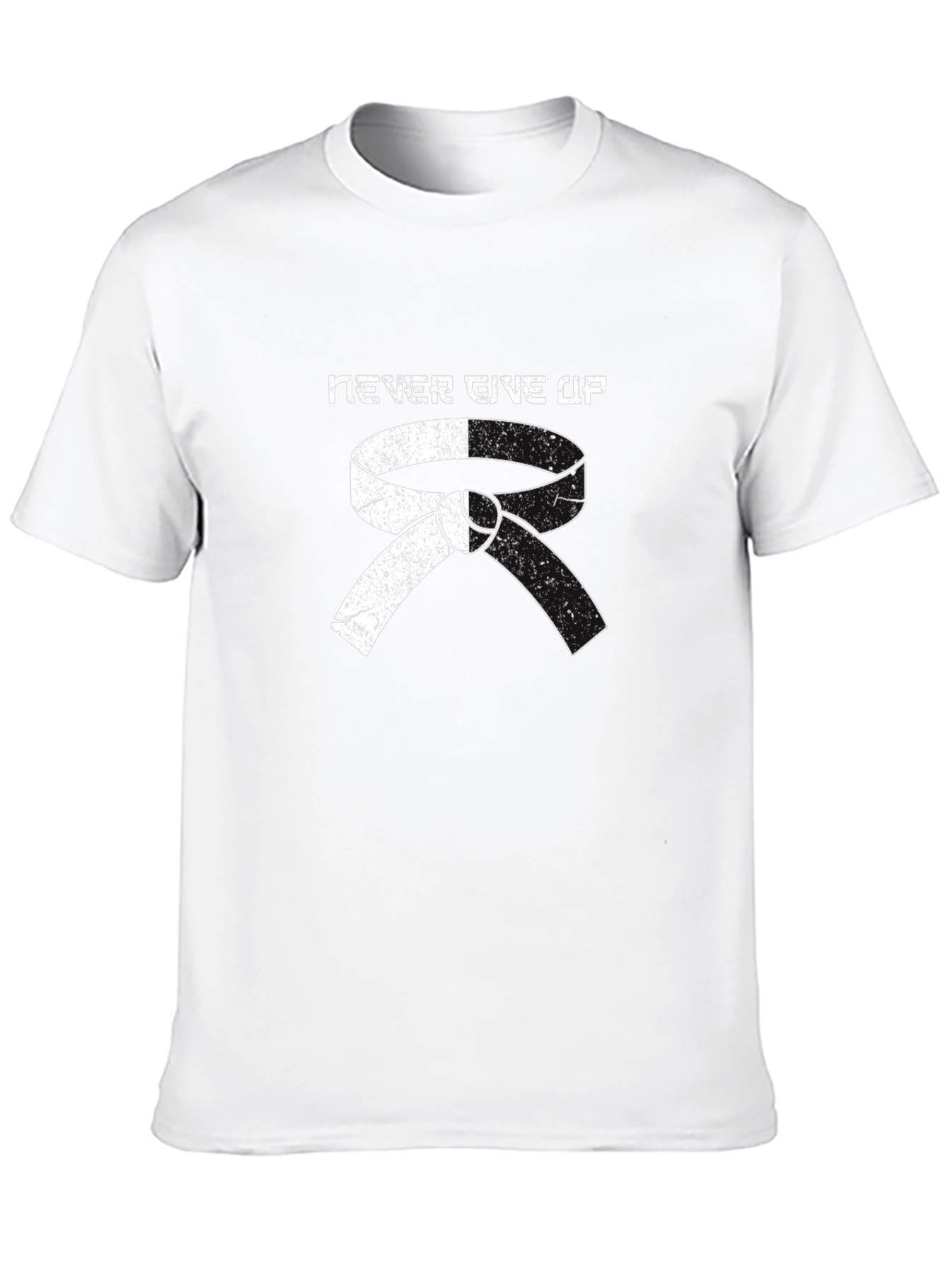 Never Give Up Martial Arts Belt Graphic T-Shirt