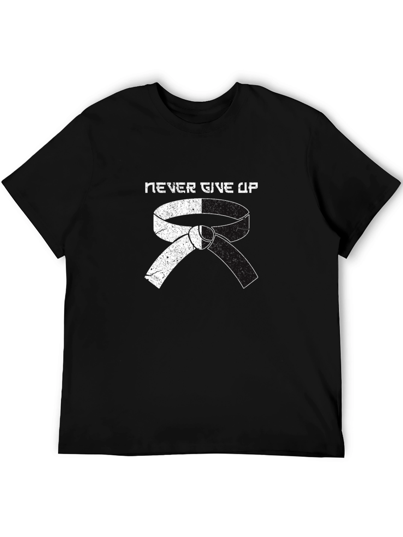 Never Give Up Martial Arts Belt Graphic T-Shirt