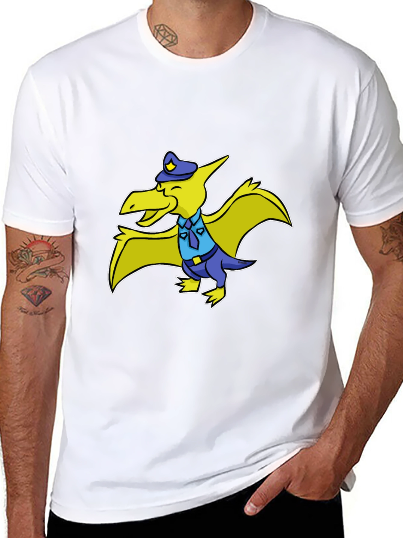 Police Pterodactyl T-Shirt - Funny Cartoon Dino Tee